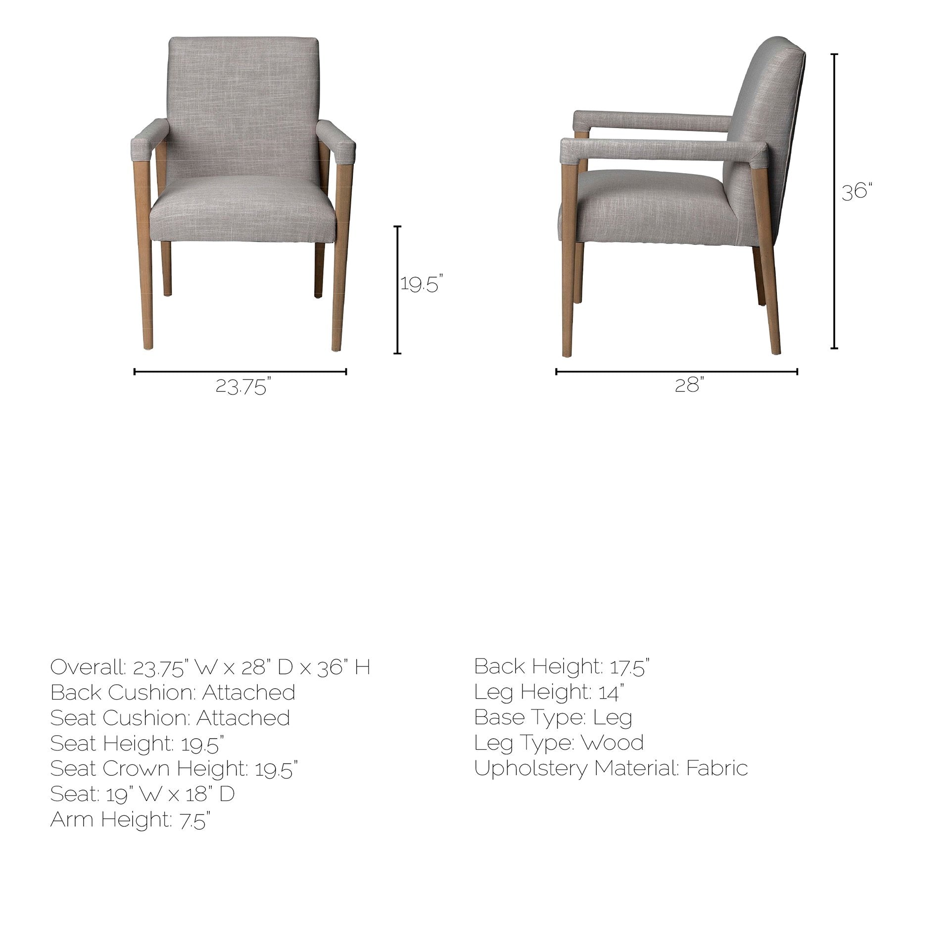 Palisades Gray Dining Armchair - Set Of 2