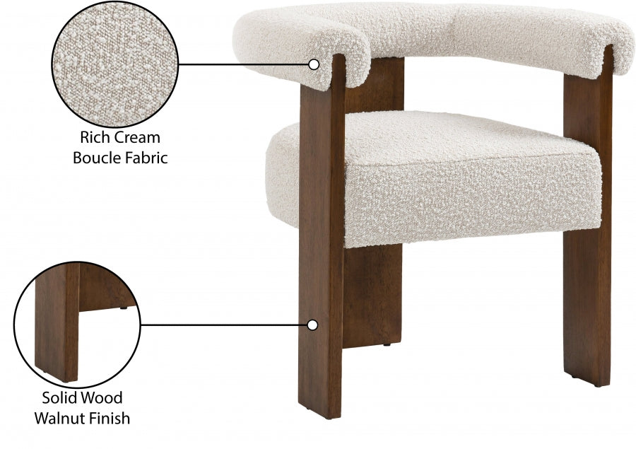Barrel Boucle Fabric Dining Chair - Walnut