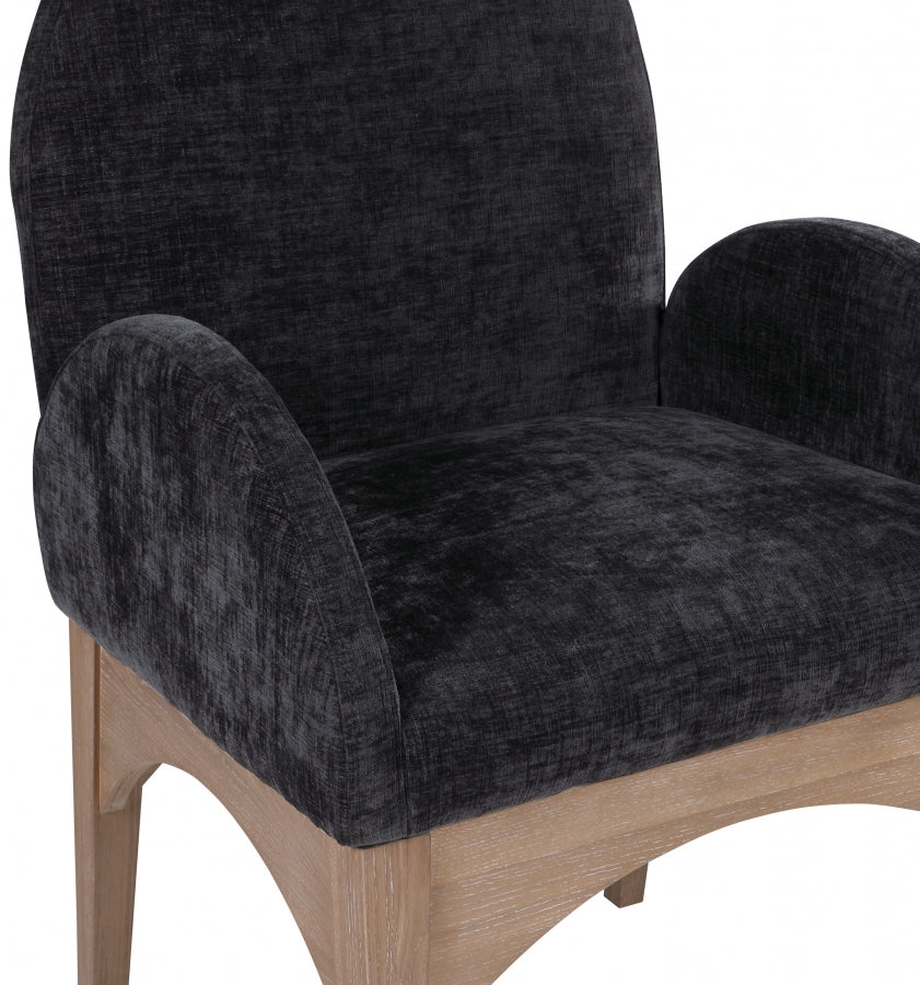 Astoria Chenille Fabric Dining Arm Chair - Black Natural Ash