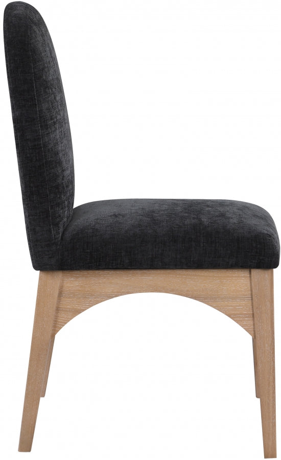 Astoria Chenille Fabric Dining Side Chair - Black Natural Ash
