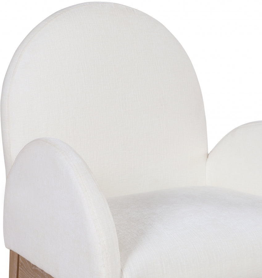 Astoria Chenille Fabric Dining Arm Chair - Cream Natural Ash