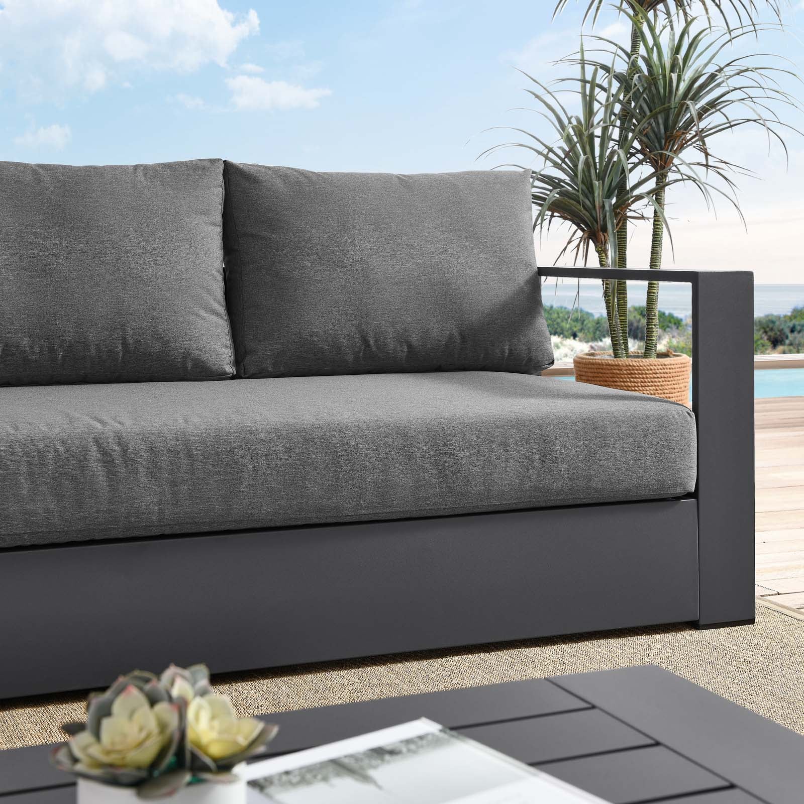 Sol Outdoor Patio Sofa - Charcoal/Gray