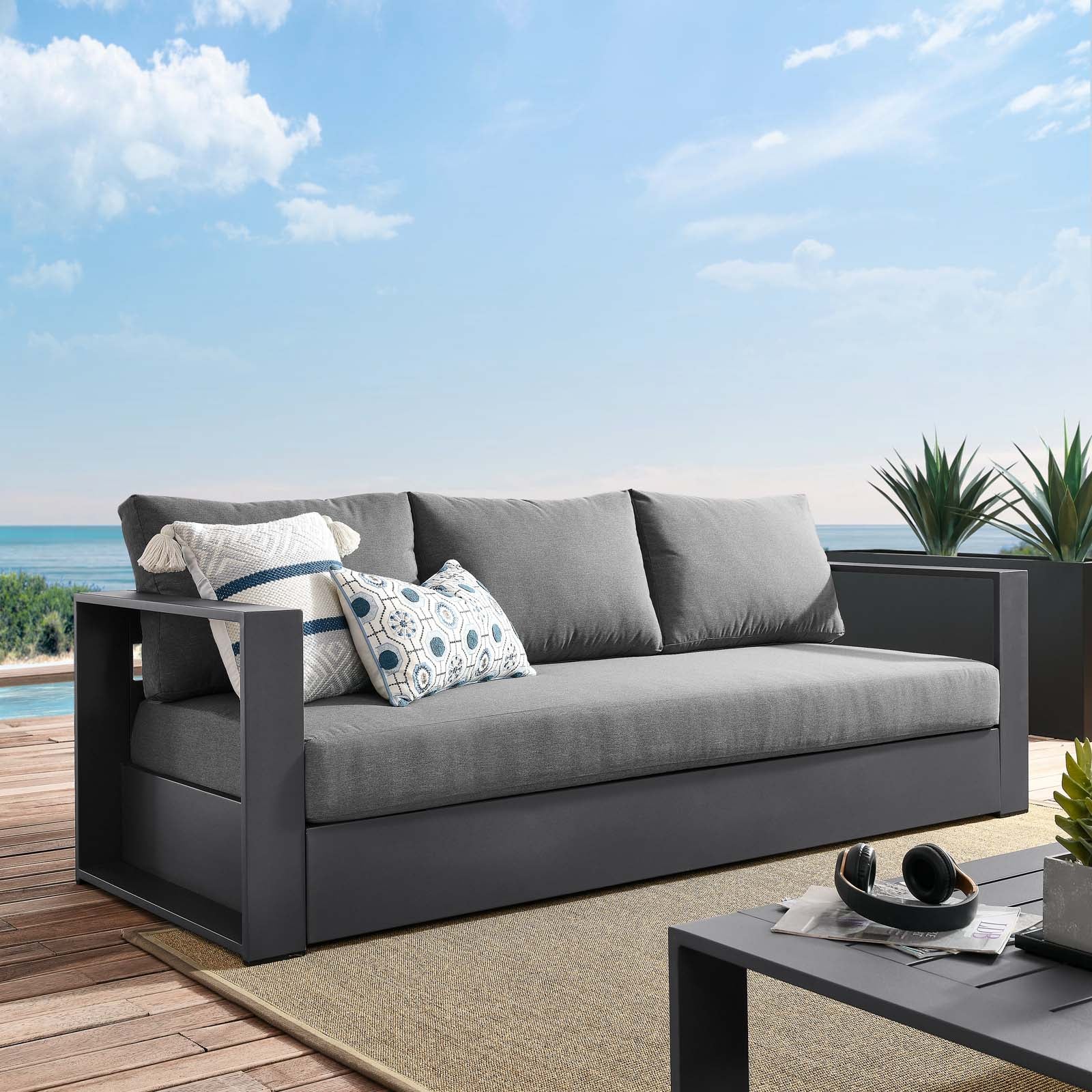 Sol Outdoor Patio Sofa - Charcoal/Gray