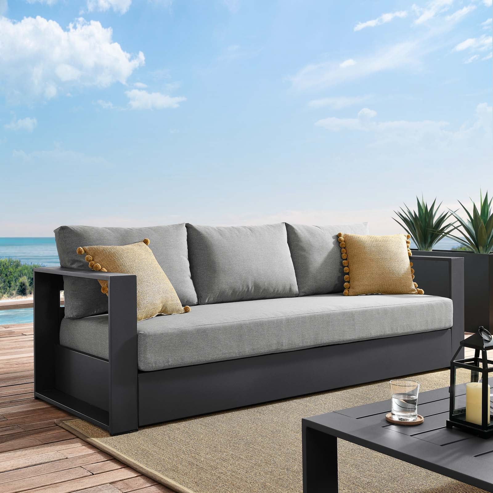 Sol Outdoor Patio Sofa - Gray/Gray