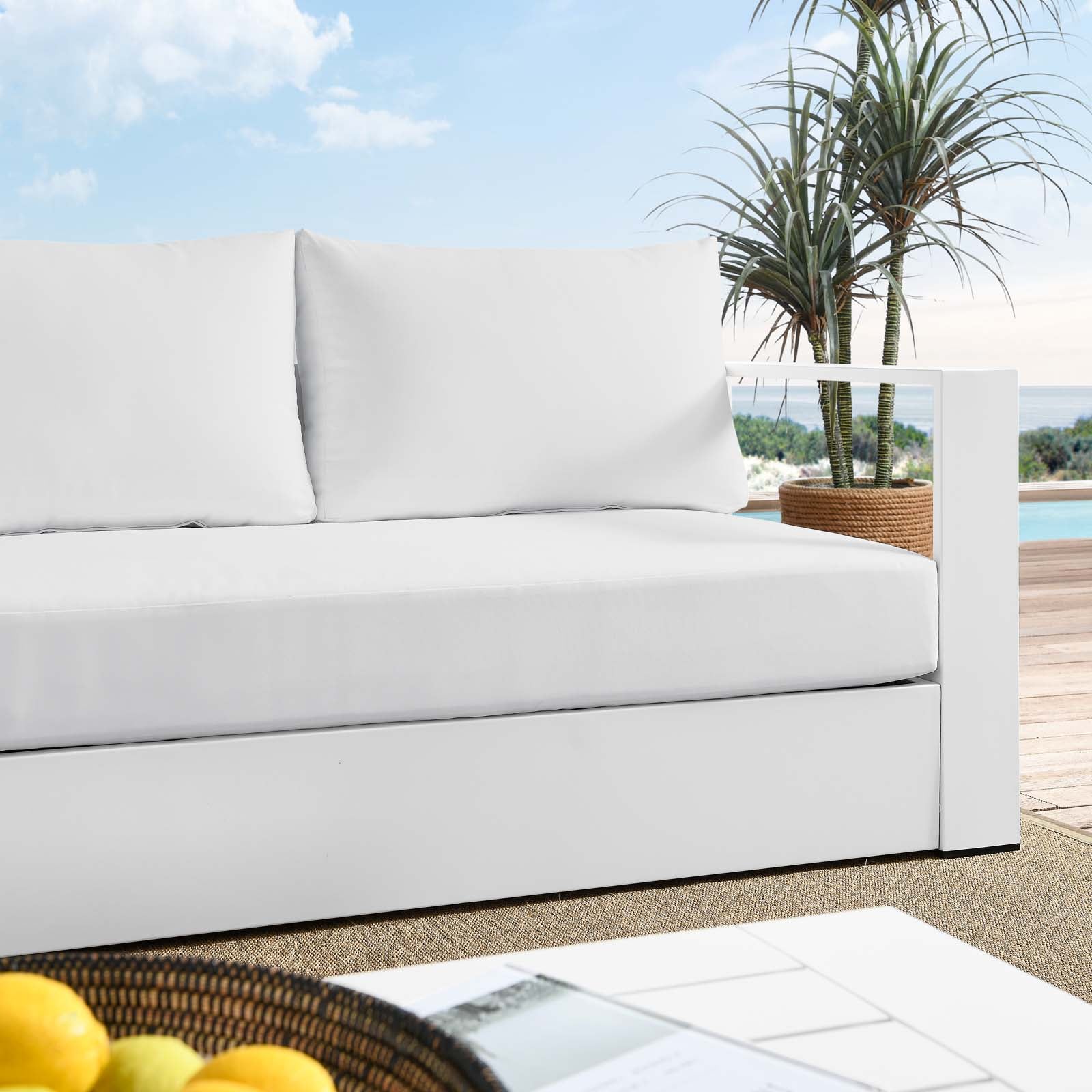 Sol Outdoor Patio Sofa - White/White