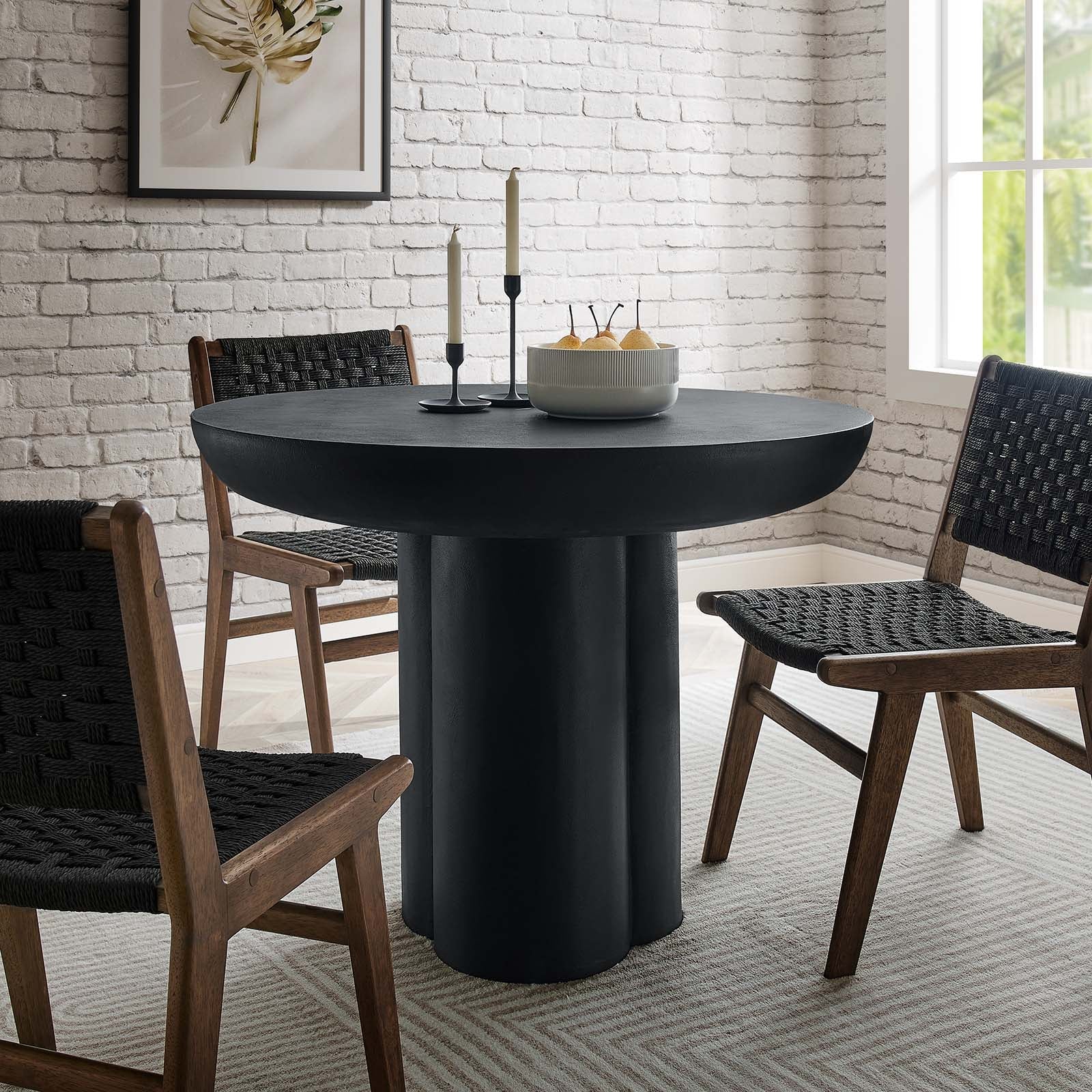 Casper Round Concrete Dining Table - Black