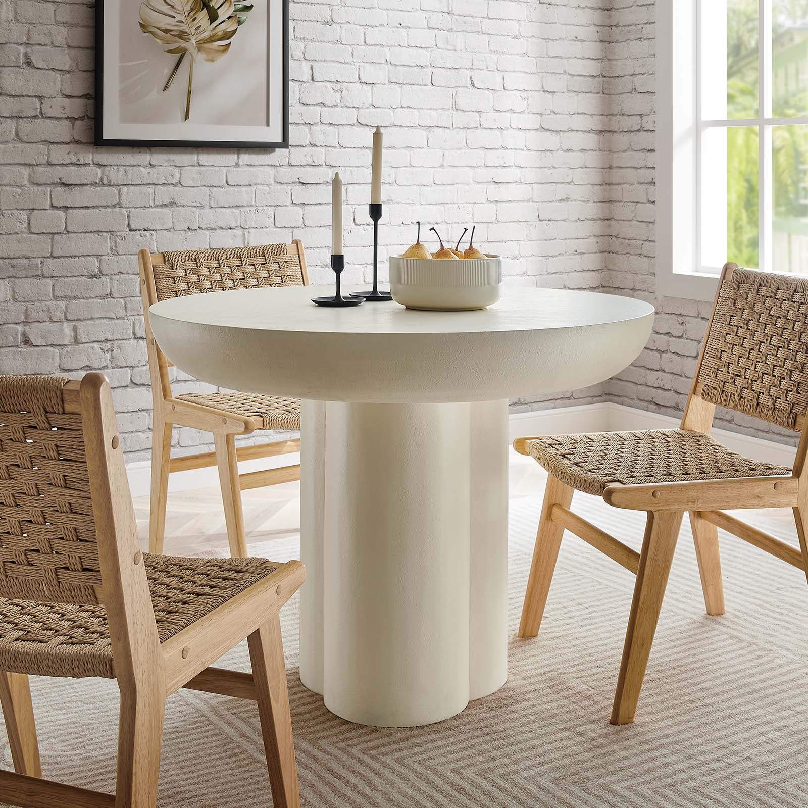 Casper Round Concrete Dining Table - White