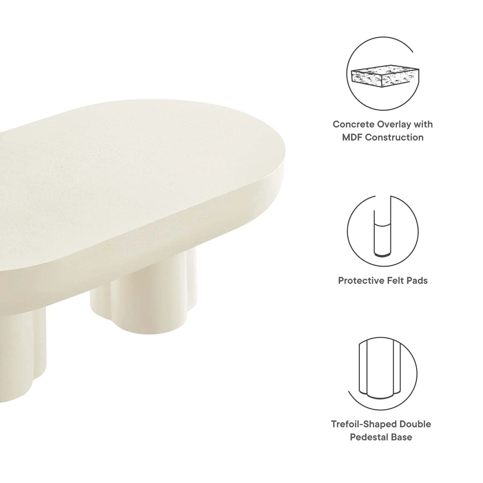 Casper Oval Concrete Coffee Table - White