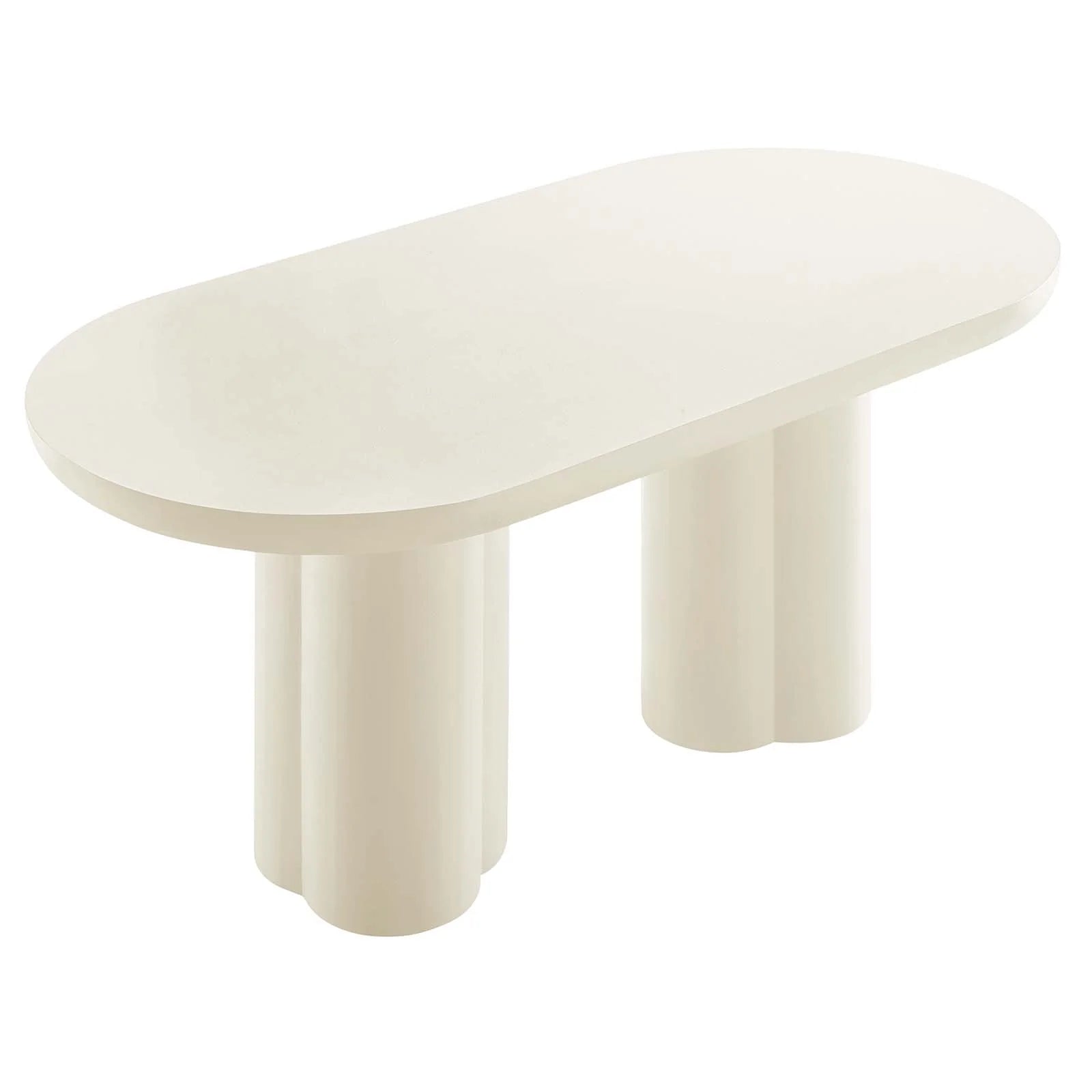 Casper Oval Concrete Dining Table - White