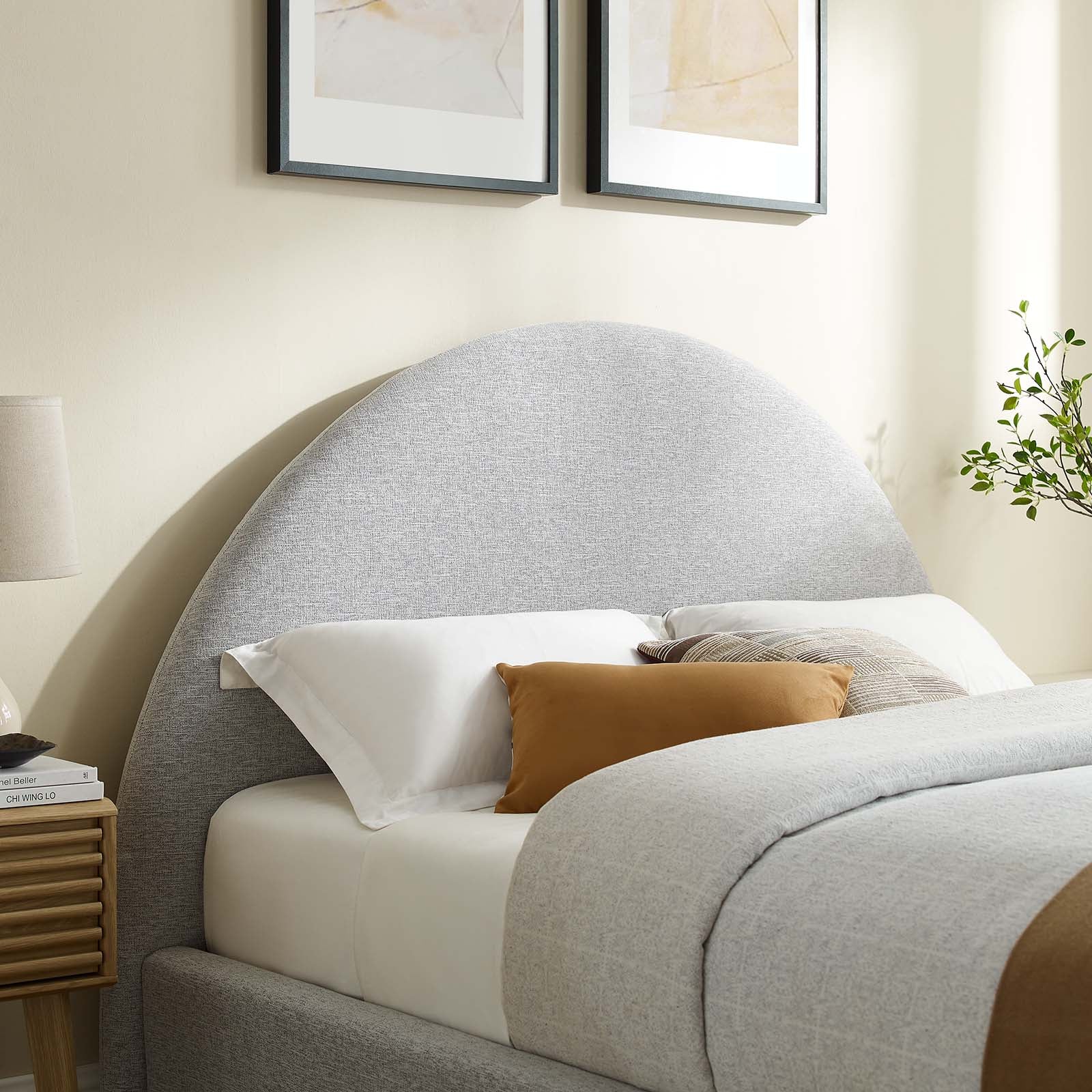 Cleo Arched Platform Bed - Heathered Weave Light Gray