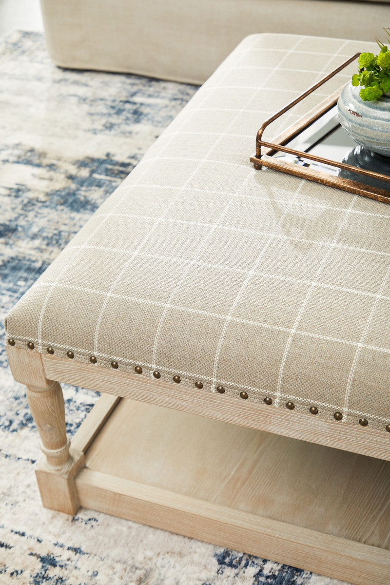 Townsend Upholstered Coffee Table - Windowpane Pebble