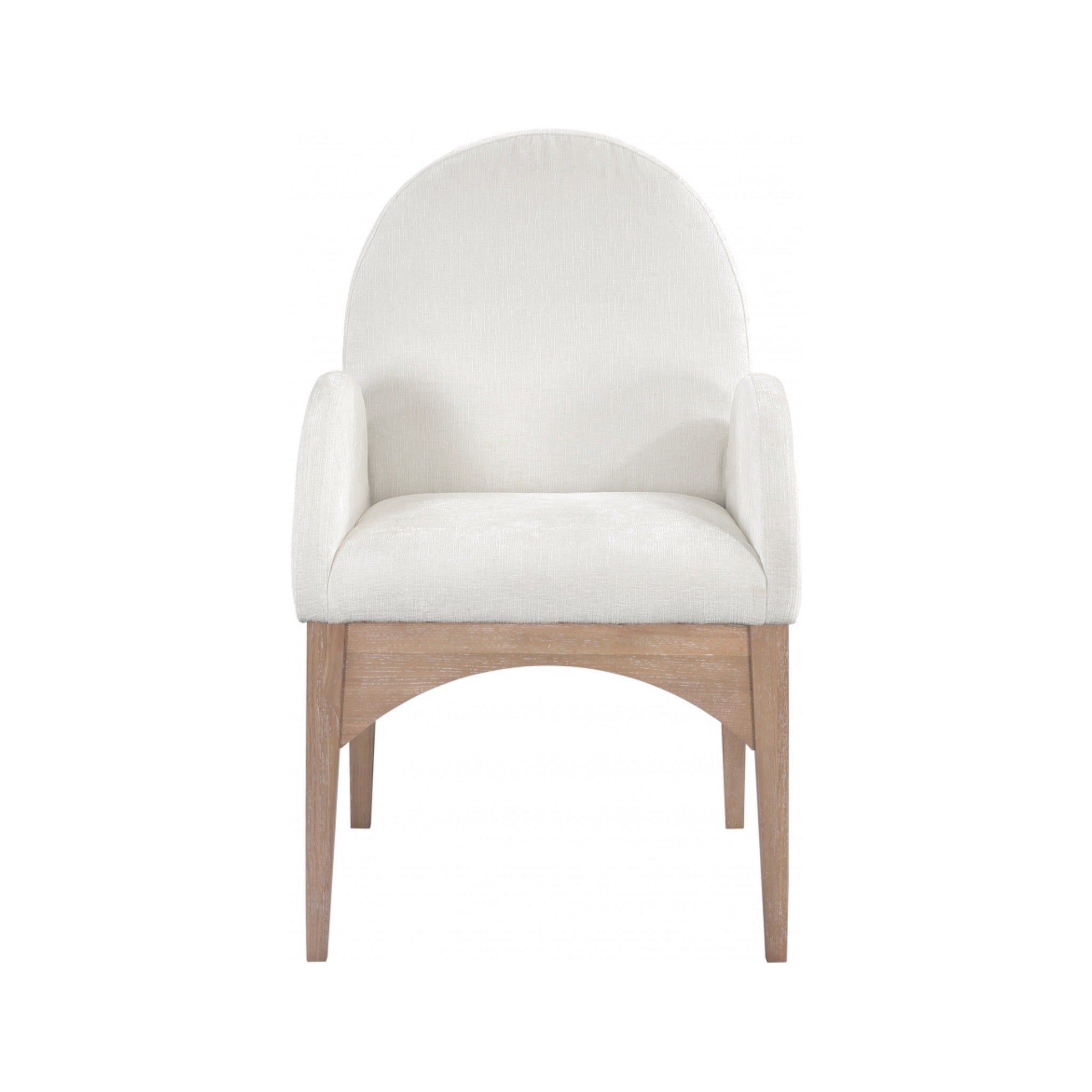 Astoria Chenille Fabric Dining Arm Chair - Cream Natural Ash