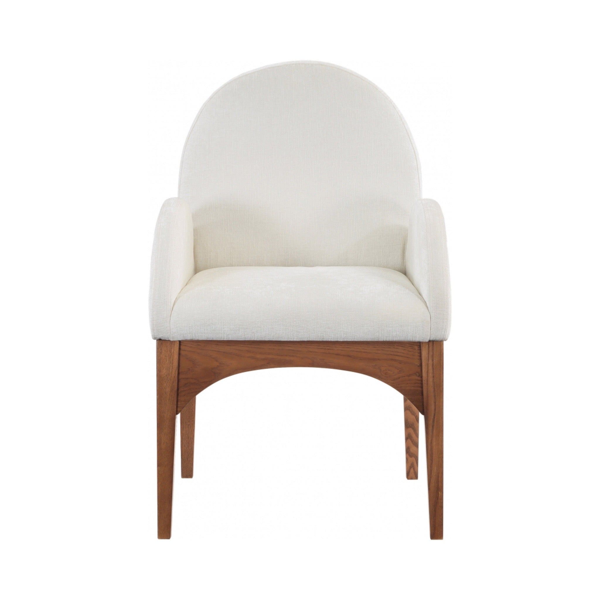 Astoria Chenille Fabric Dining Arm Chair - Cream Walnut