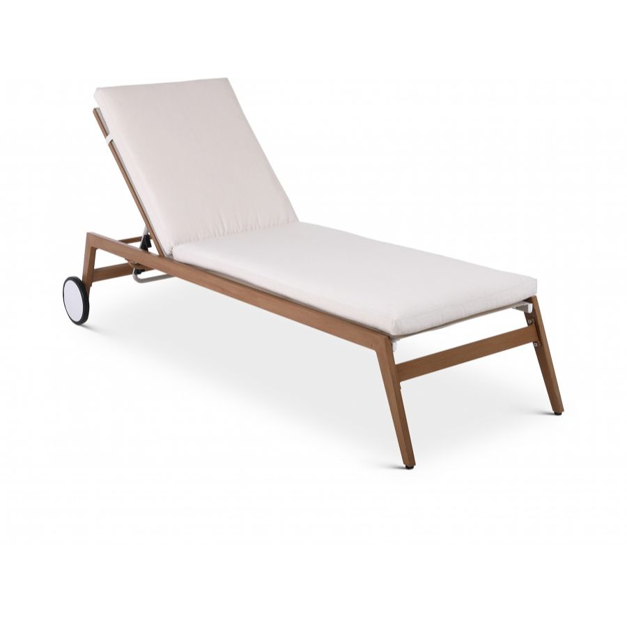 Maui Water Resistant Fabric Outdoor Patio Lounger - Cream