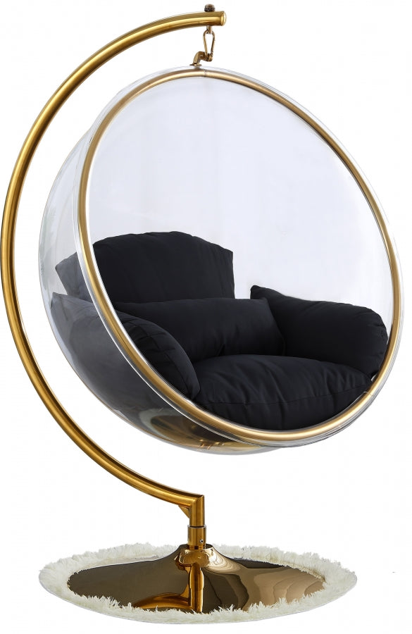 Luna Acrylic Swing Bubble Accent Chair - Black