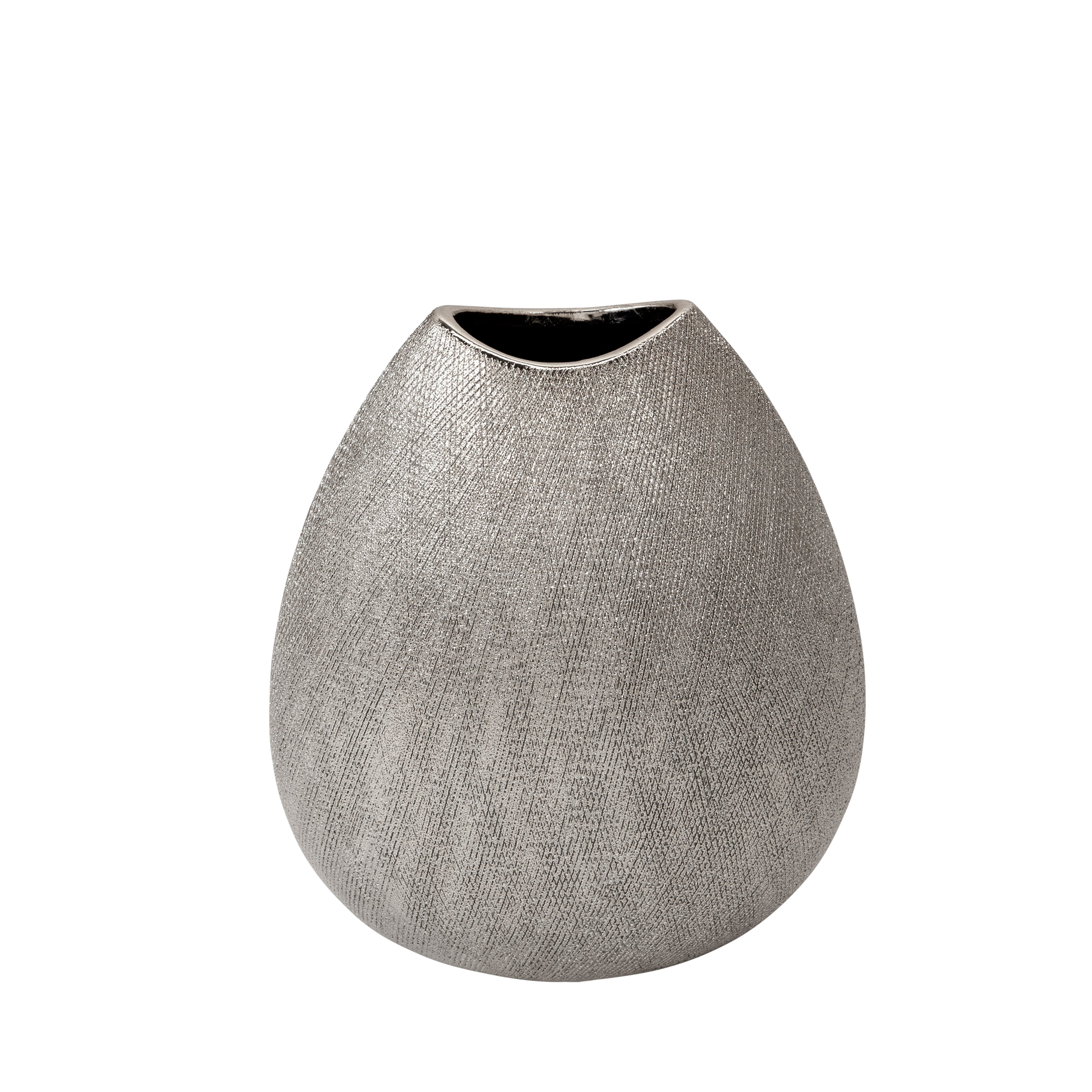Glitz Ceramic U Vase - Silver