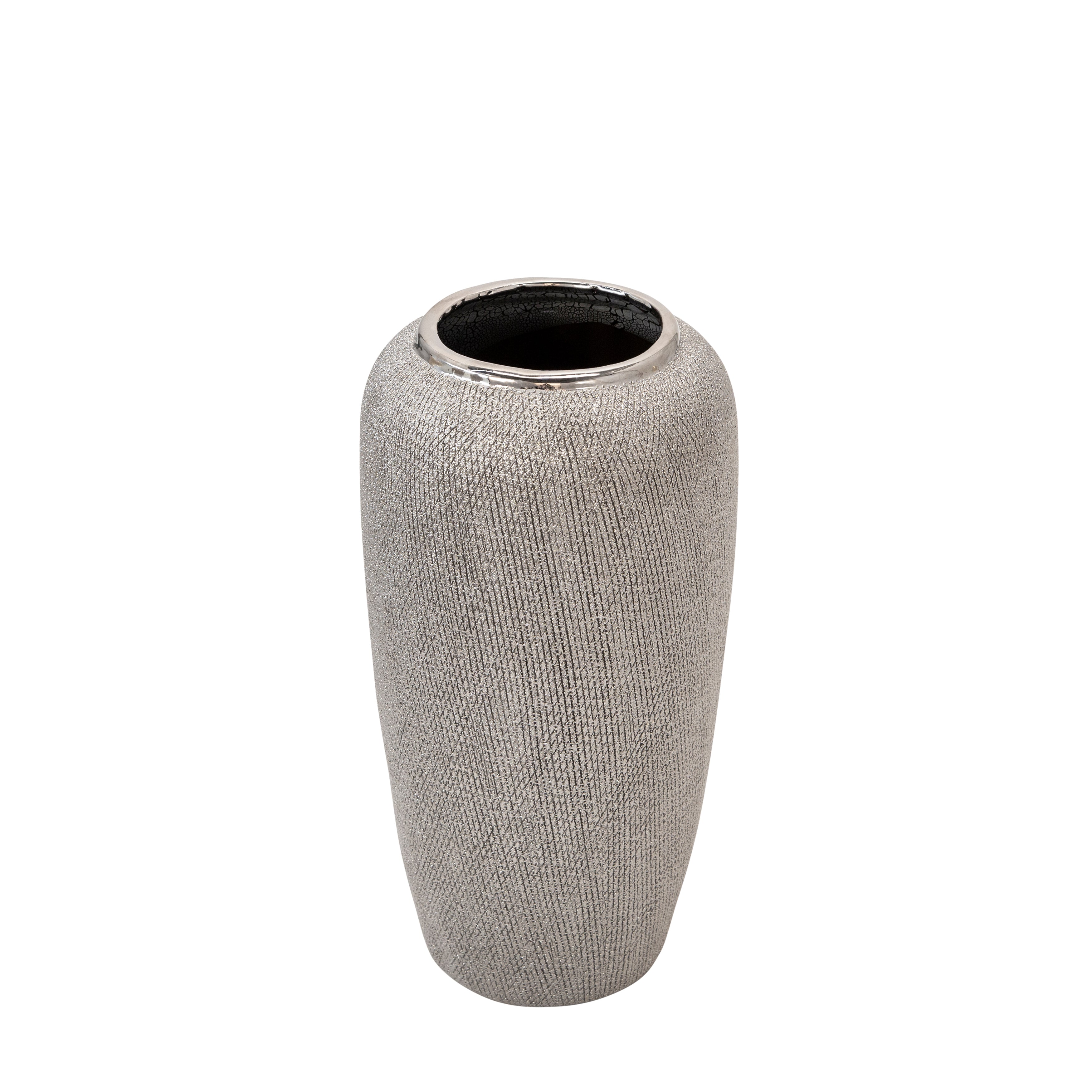 Glitz Ceramic Round Vase - Silver
