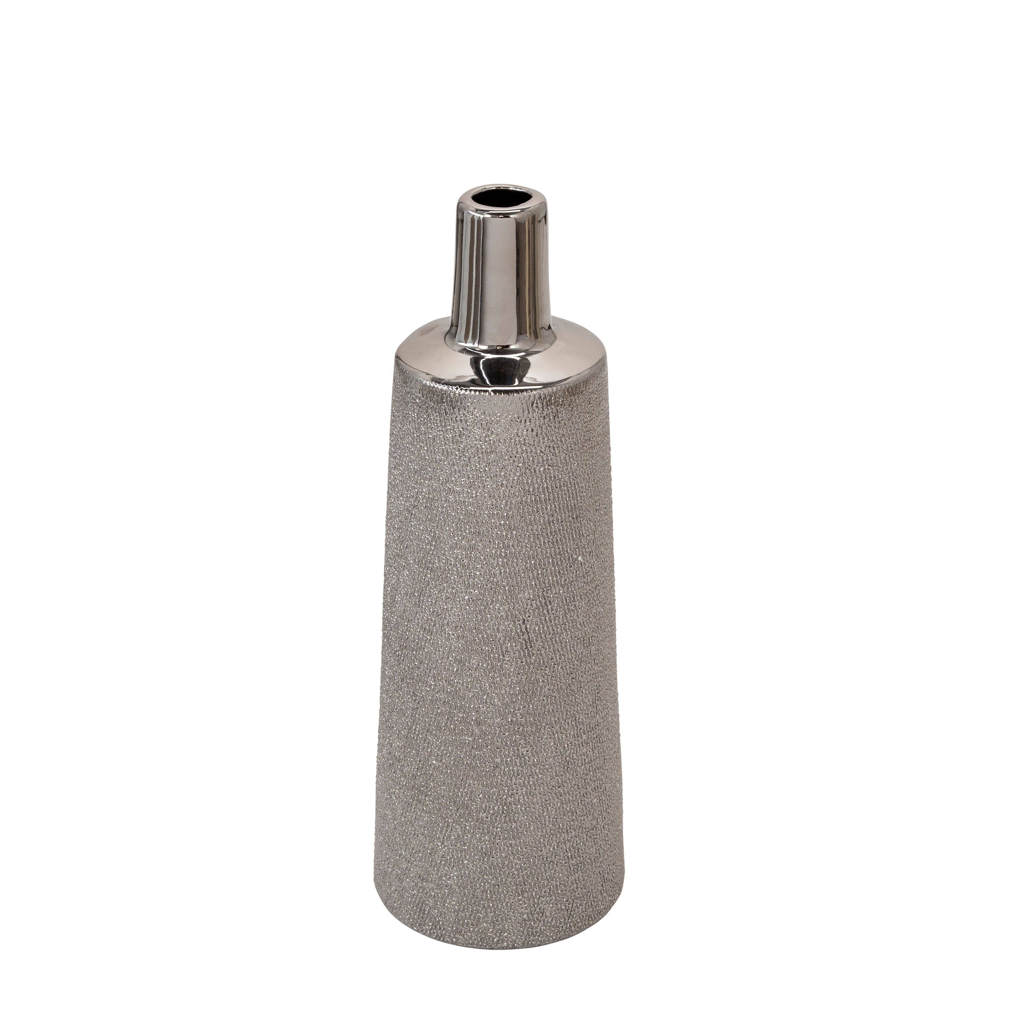Glitz Ceramic Cylinder Vase - Silver