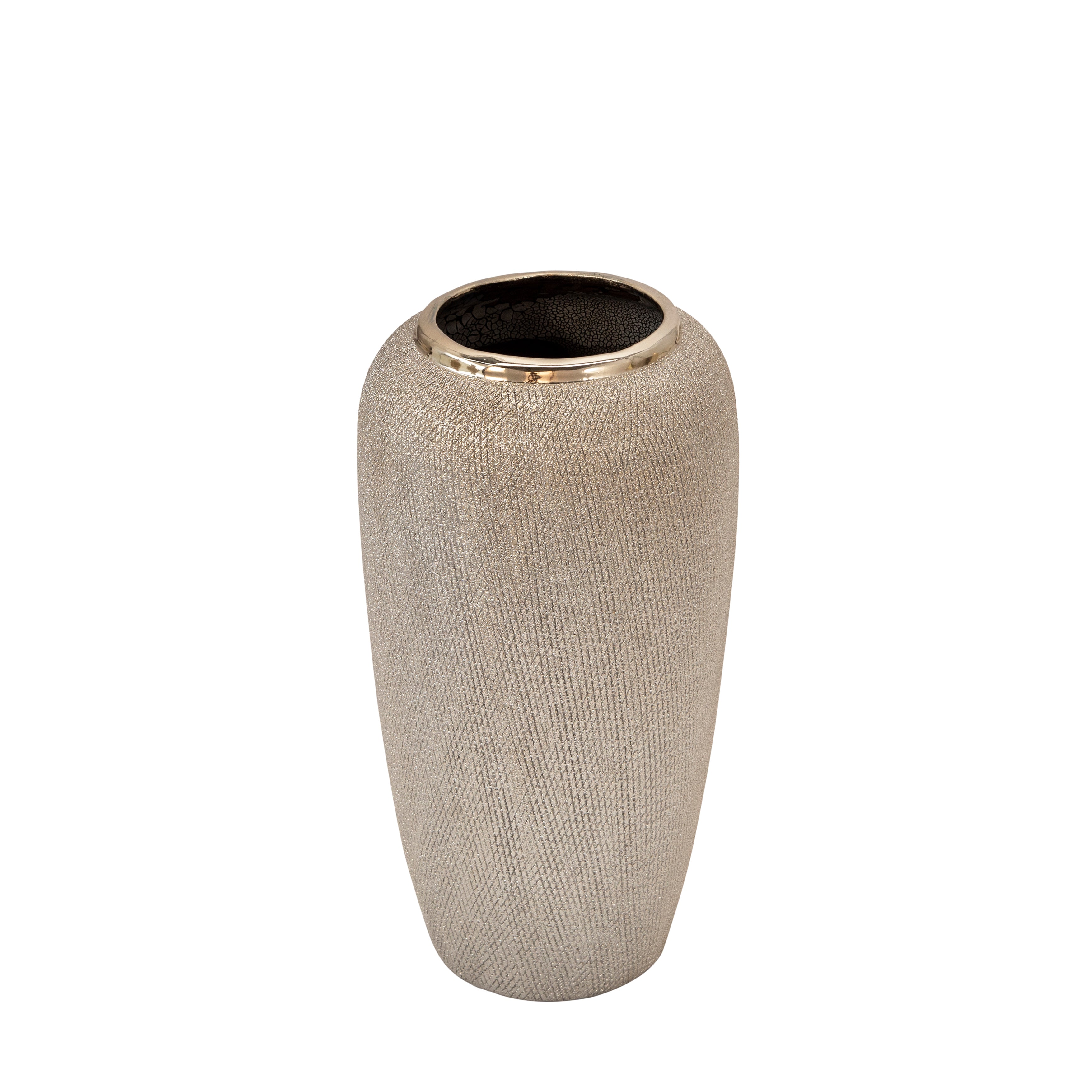 Glitz Ceramic Round Vase - Champagne