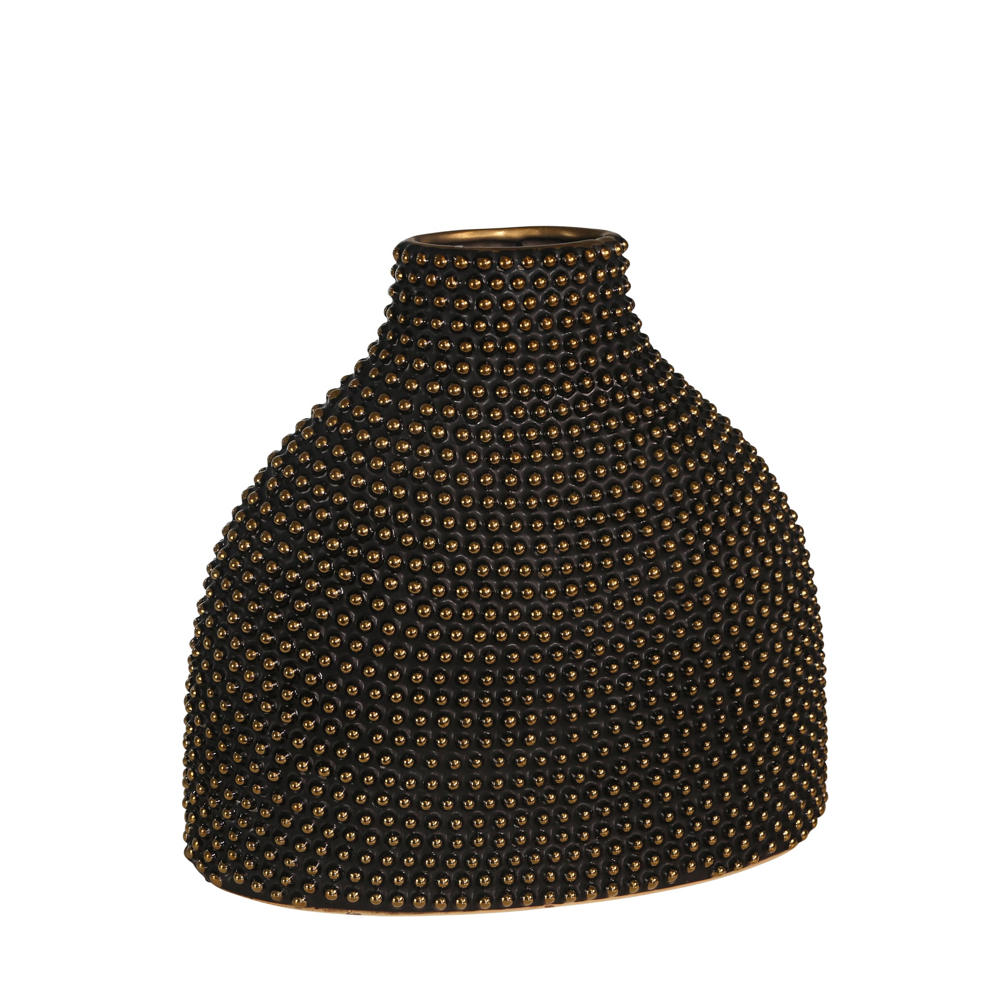 Ceramic Beaded Vase - Black/Gold