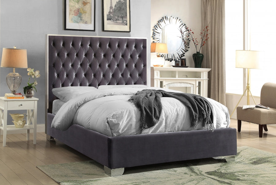 Lexi Velvet Bed - Grey