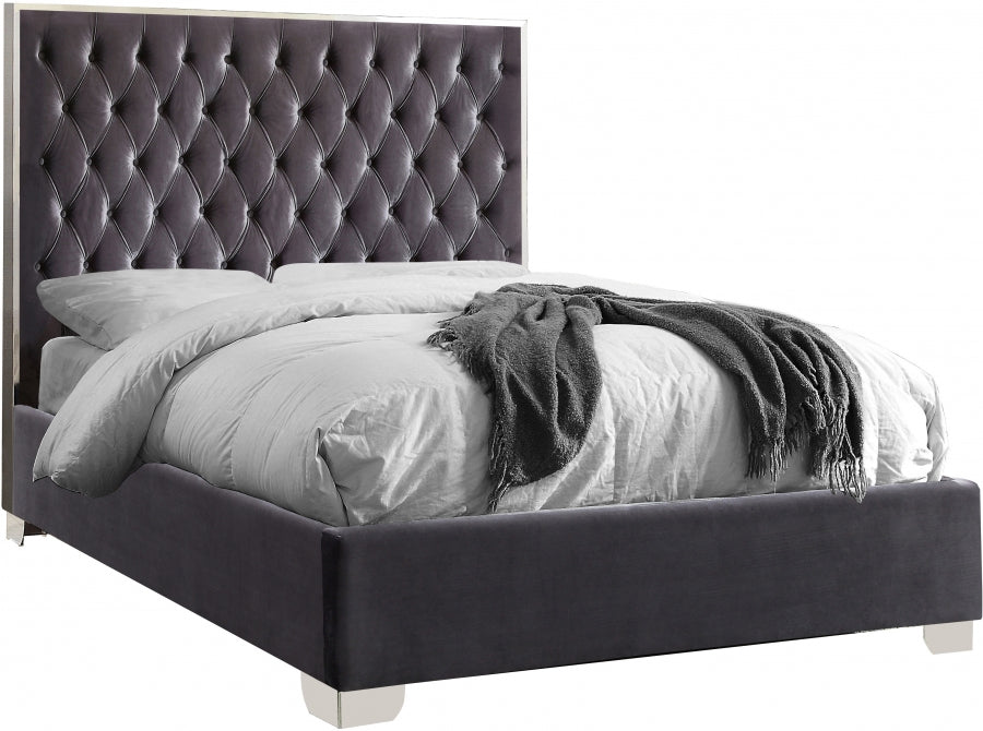 Lexi Velvet Bed - Grey