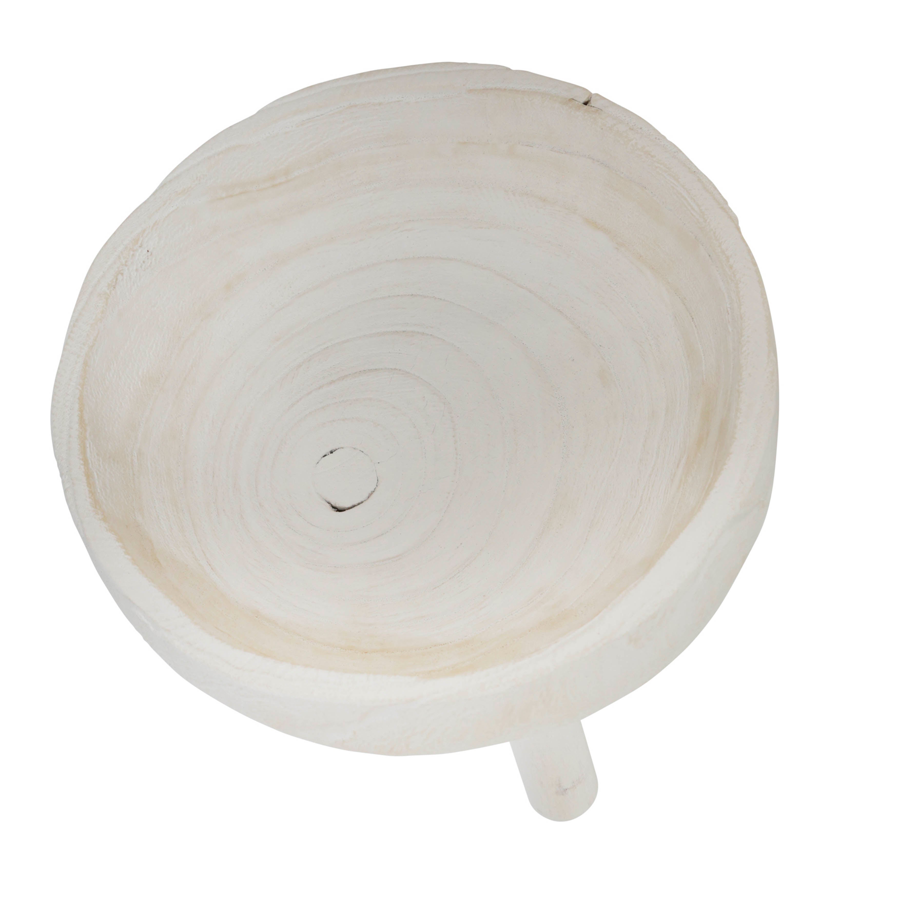 Wood Bowl With Legs - White