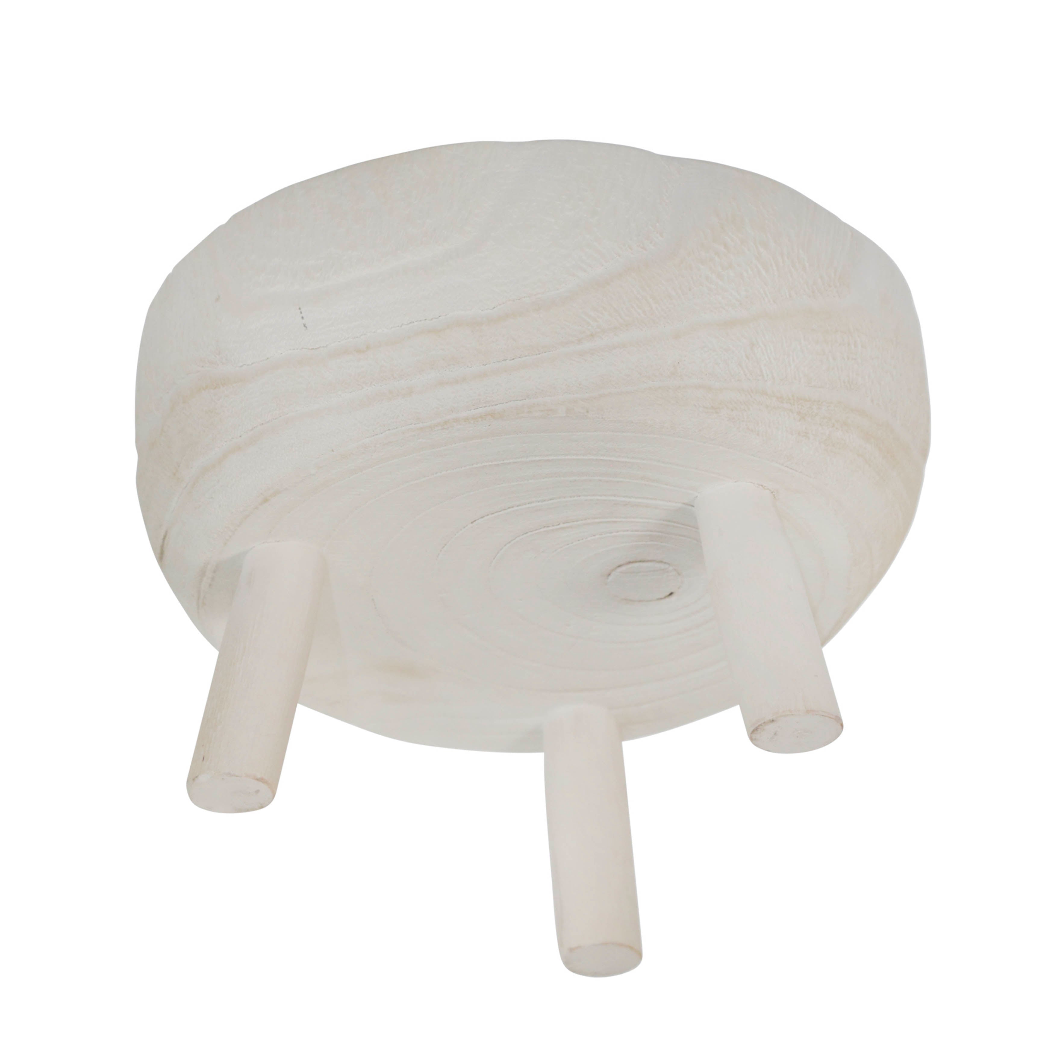 Wood Bowl With Legs - White