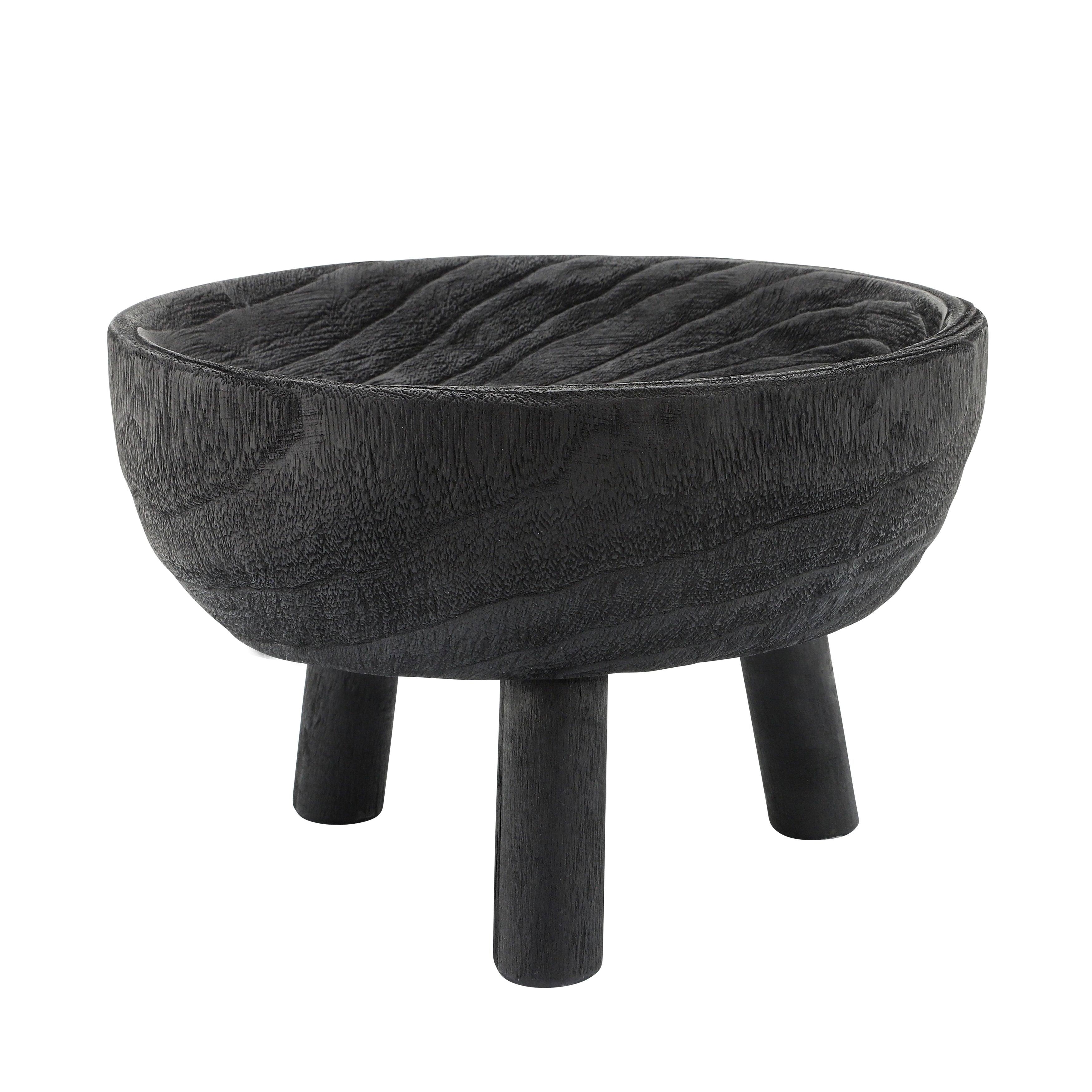 Wood Bowl With Legs - Black
