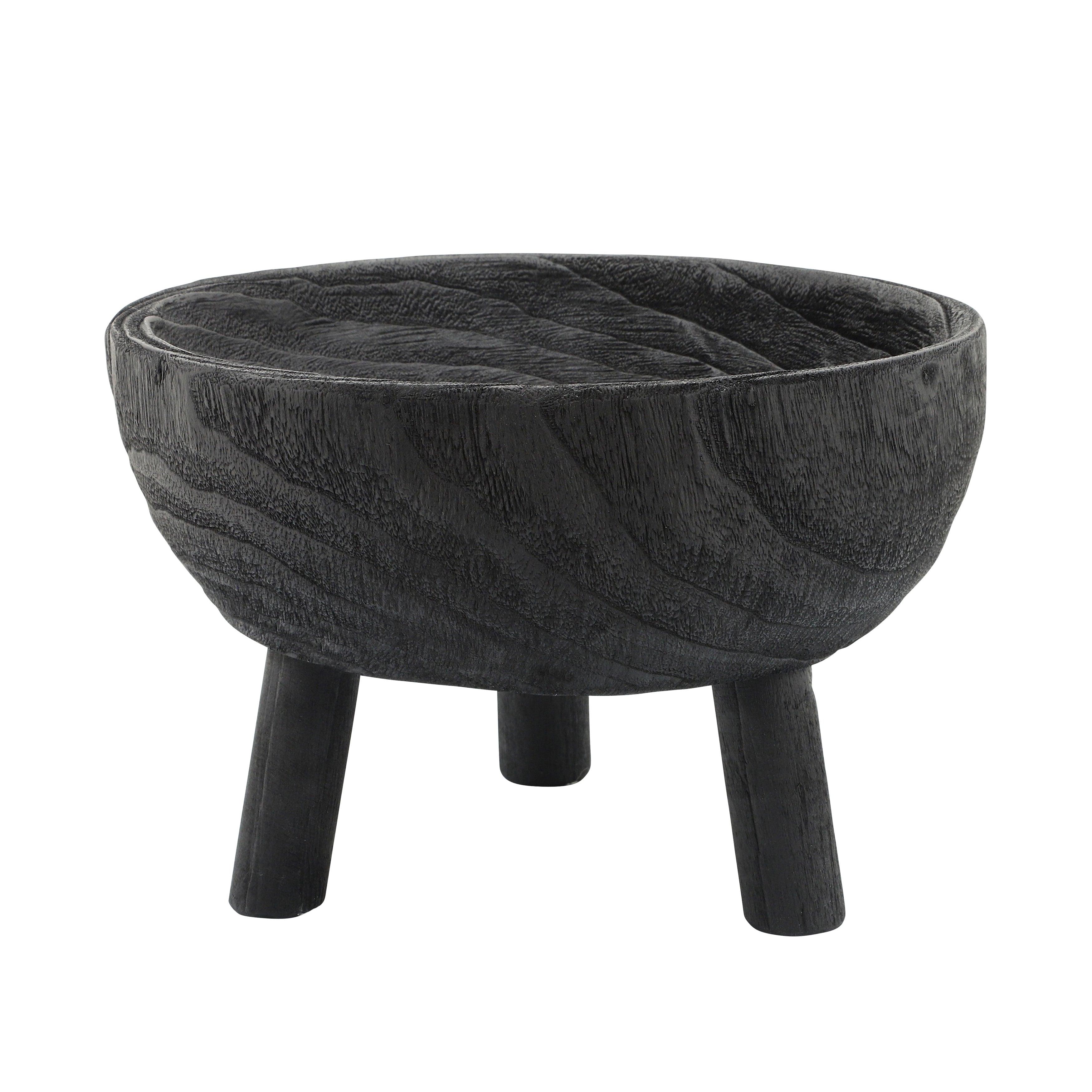 Wood Bowl With Legs - Black