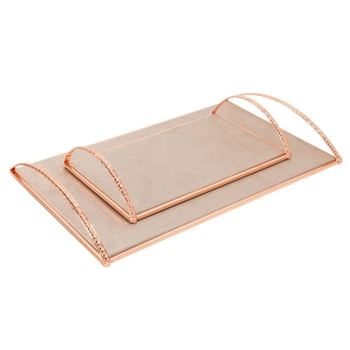 Textured Croc Tray - Set Of 2 - Rose Gold