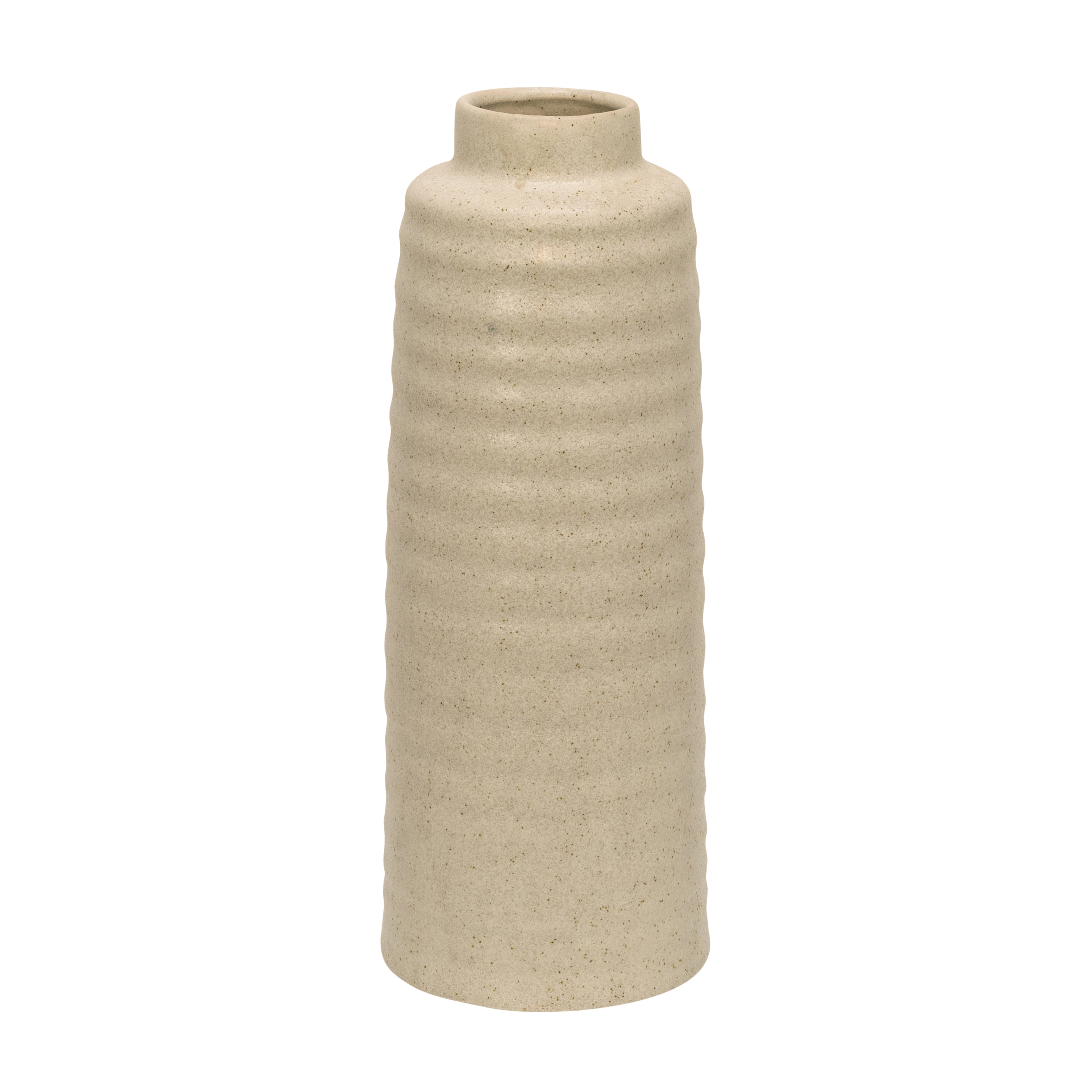 Ceramic Ribbed Vase - Ivory