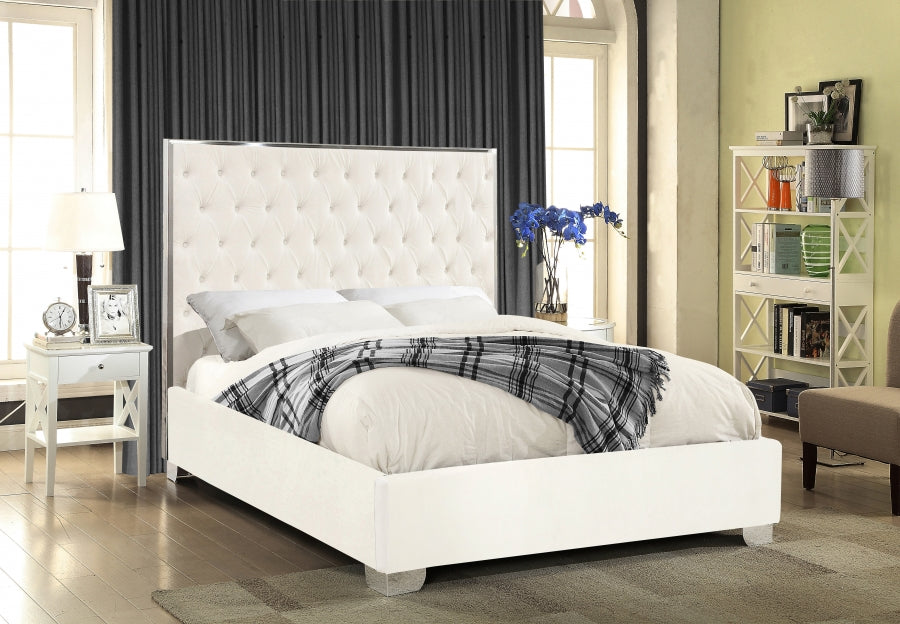 Lexi Velvet Bed - White