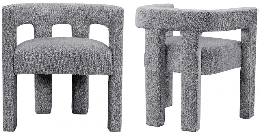 Athena Boucle Fabric Chair - Grey