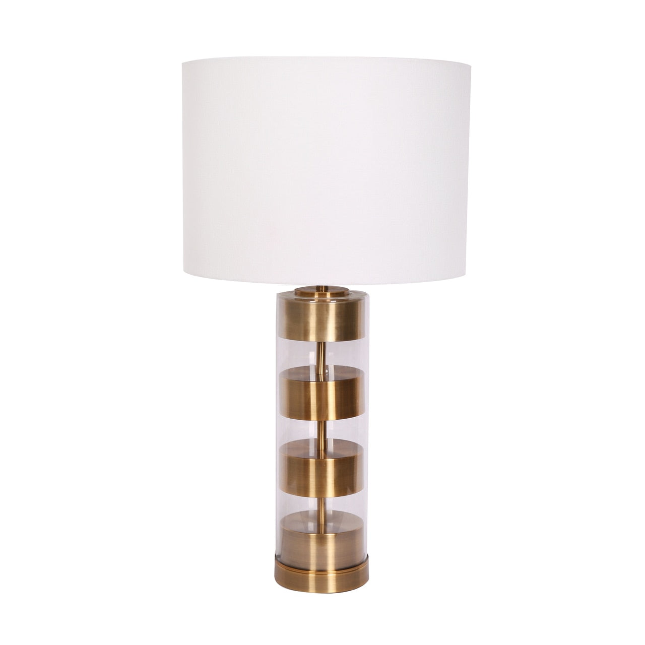 Glass Metal Cylinder Table Lamp - Gold