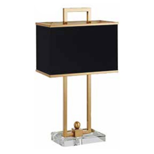 Metal Table Lamp With Crystal Base - Gold