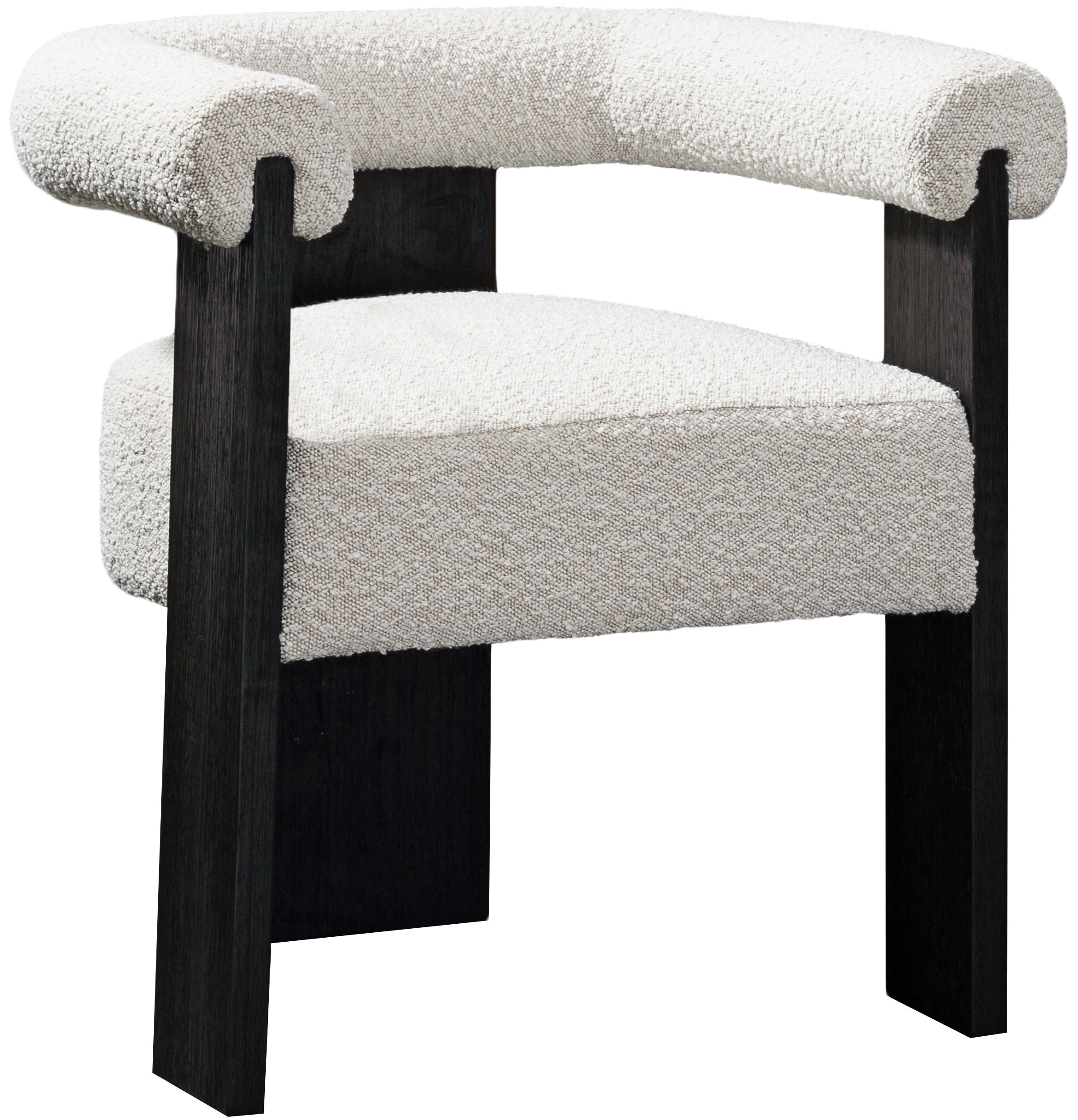 Barrel Boucle Fabric Dining Chair - Black
