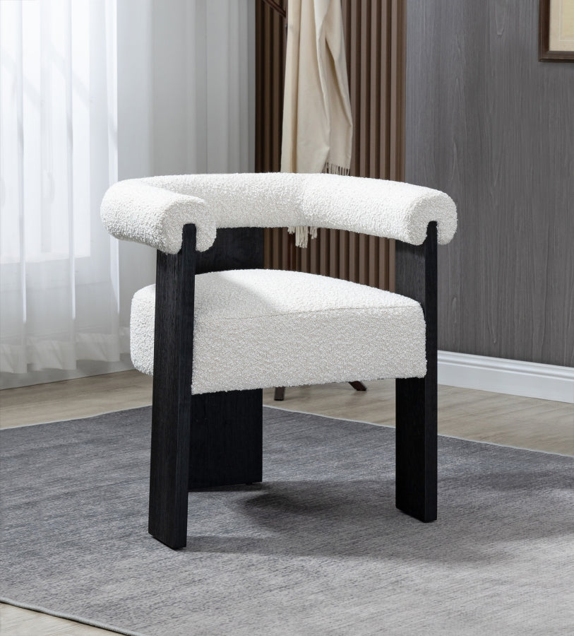 Barrel Boucle Fabric Dining Chair - Black