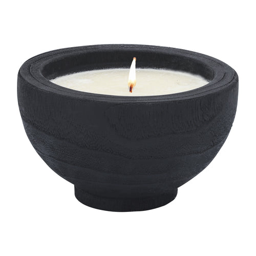 Wood Bowl Candle - Black
