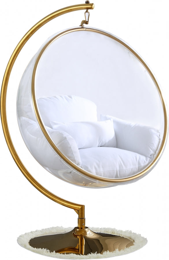 Luna Acrylic Swing Bubble Accent Chair - White