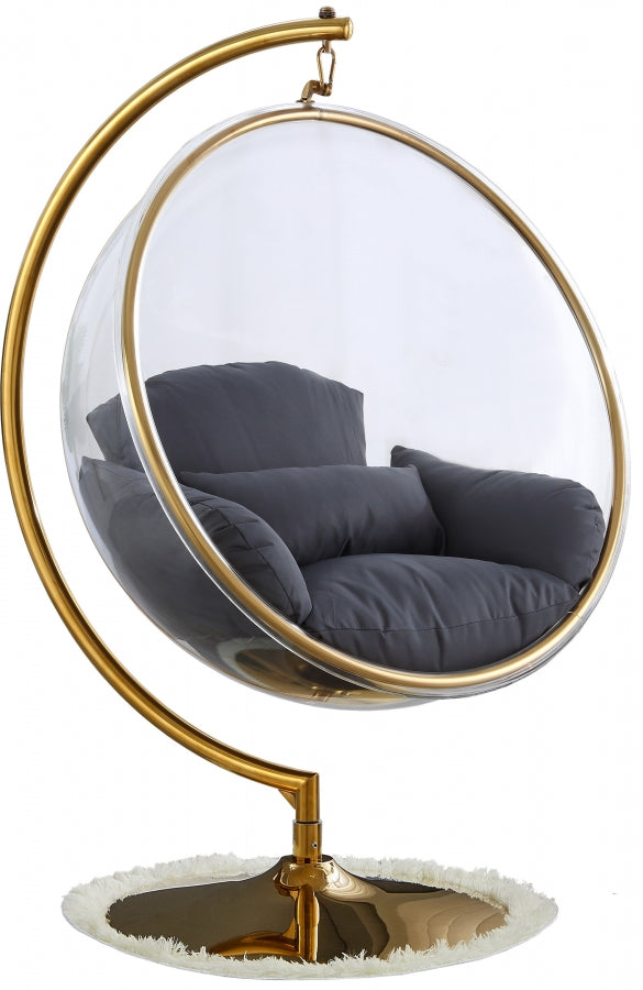 Luna Acrylic Swing Bubble Accent Chair - Grey