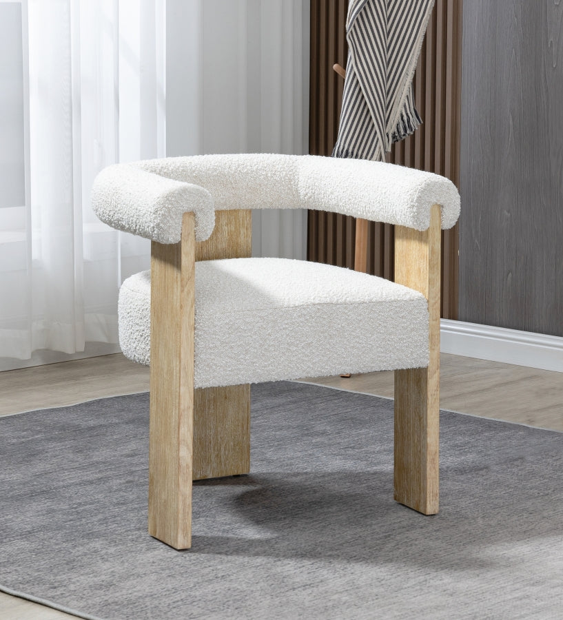 Barrel Boucle Fabric Dining Chair - Natural