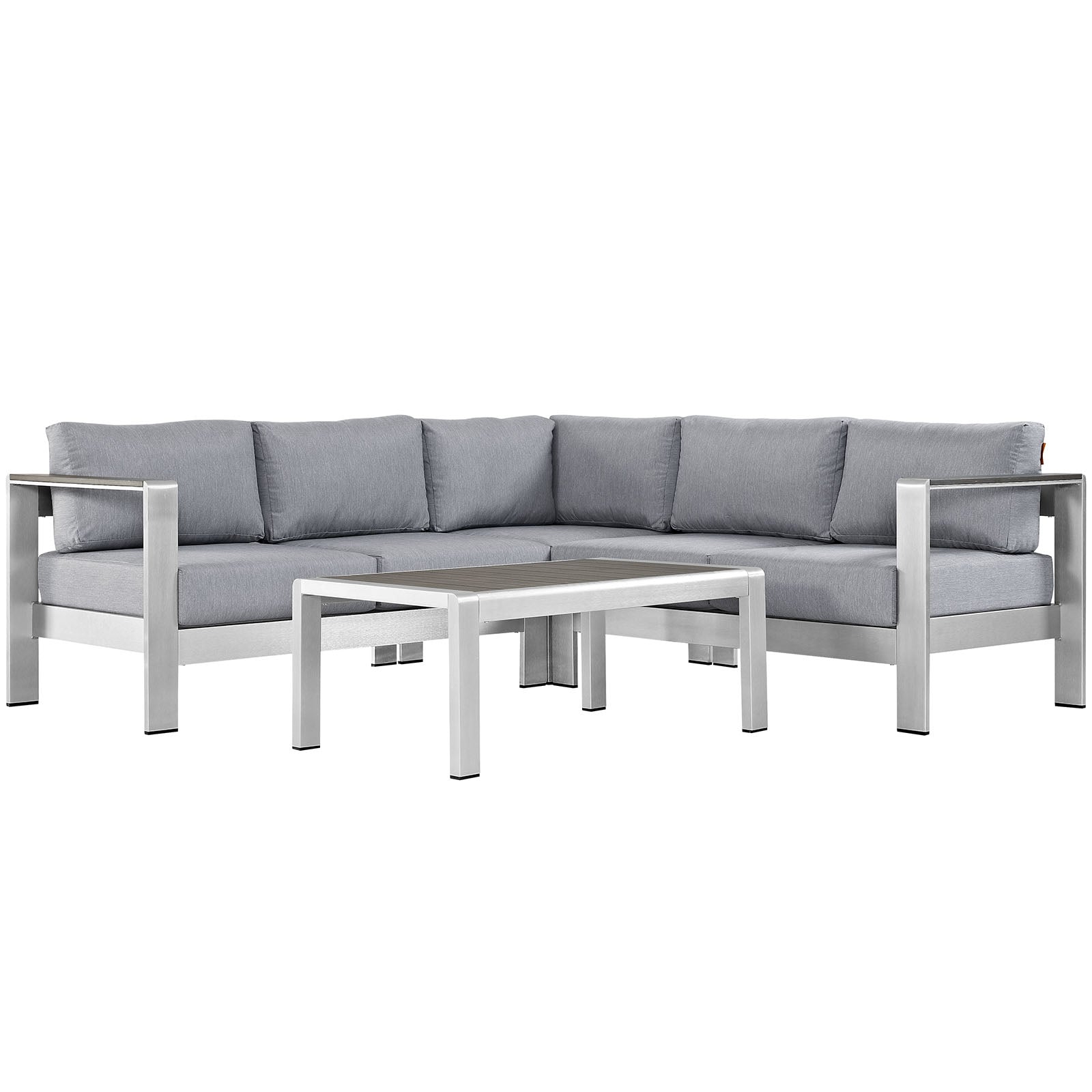Shore 4 Piece Outdoor Patio Aluminum Sectional Sofa Set - Gray