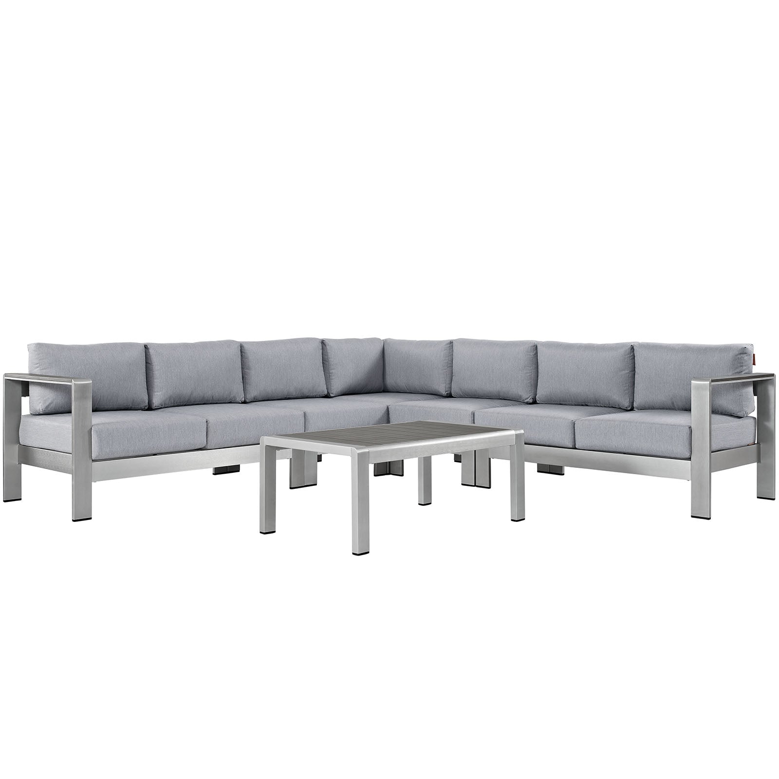 Shore 6 Piece Outdoor Patio Aluminum Sectional Sofa Set - Gray