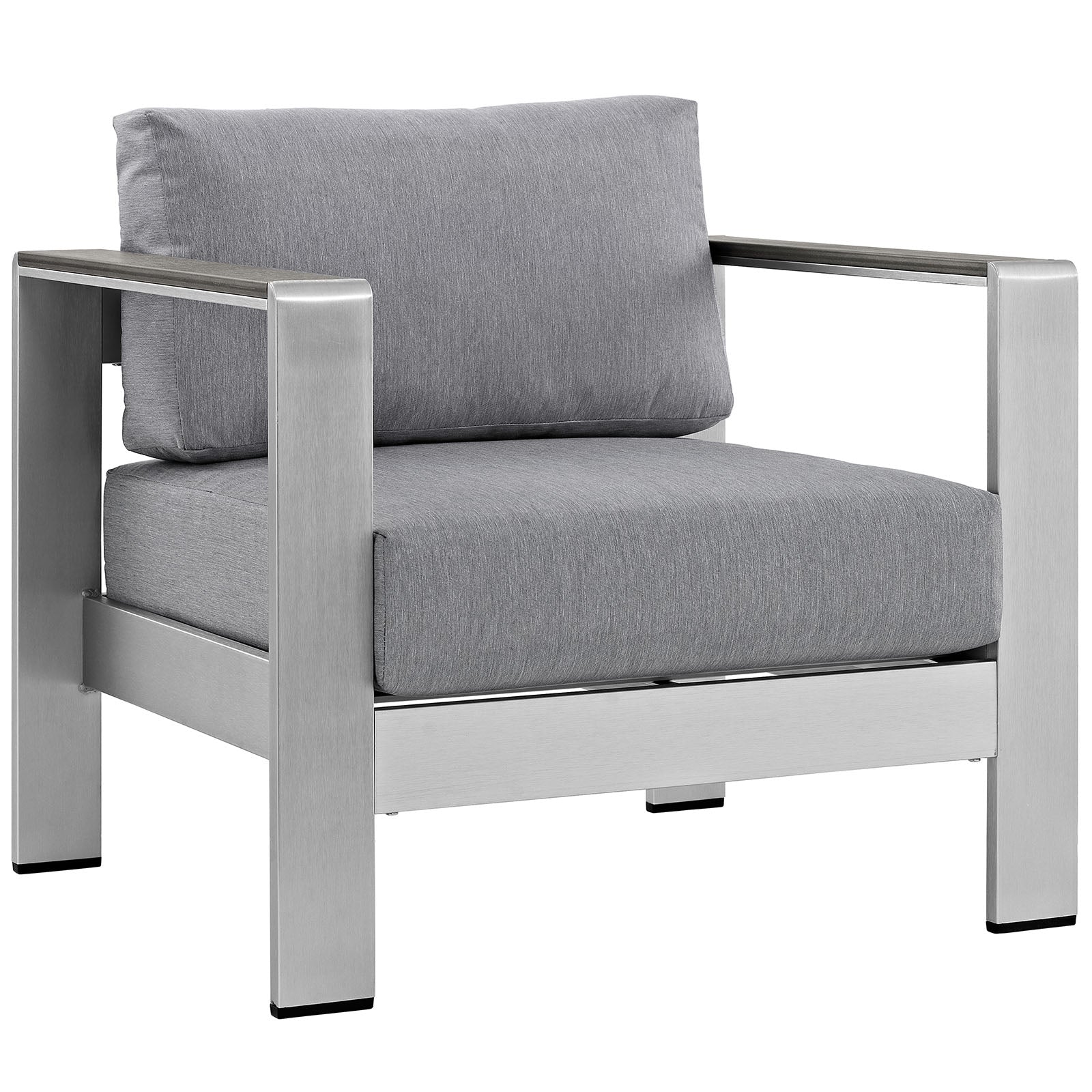 Shore 3 Piece Outdoor Patio Aluminum Sectional Sofa Set - Gray