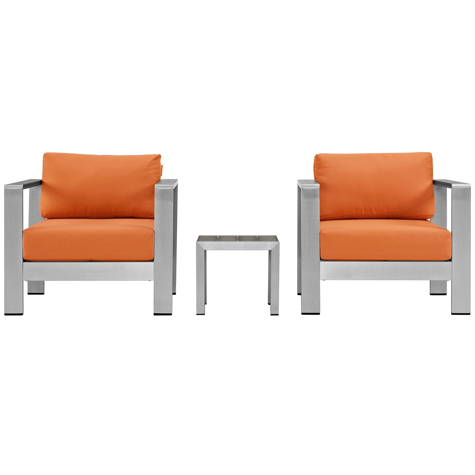 Shore 3 Piece Outdoor Patio Aluminum Sectional Sofa Set - Orange