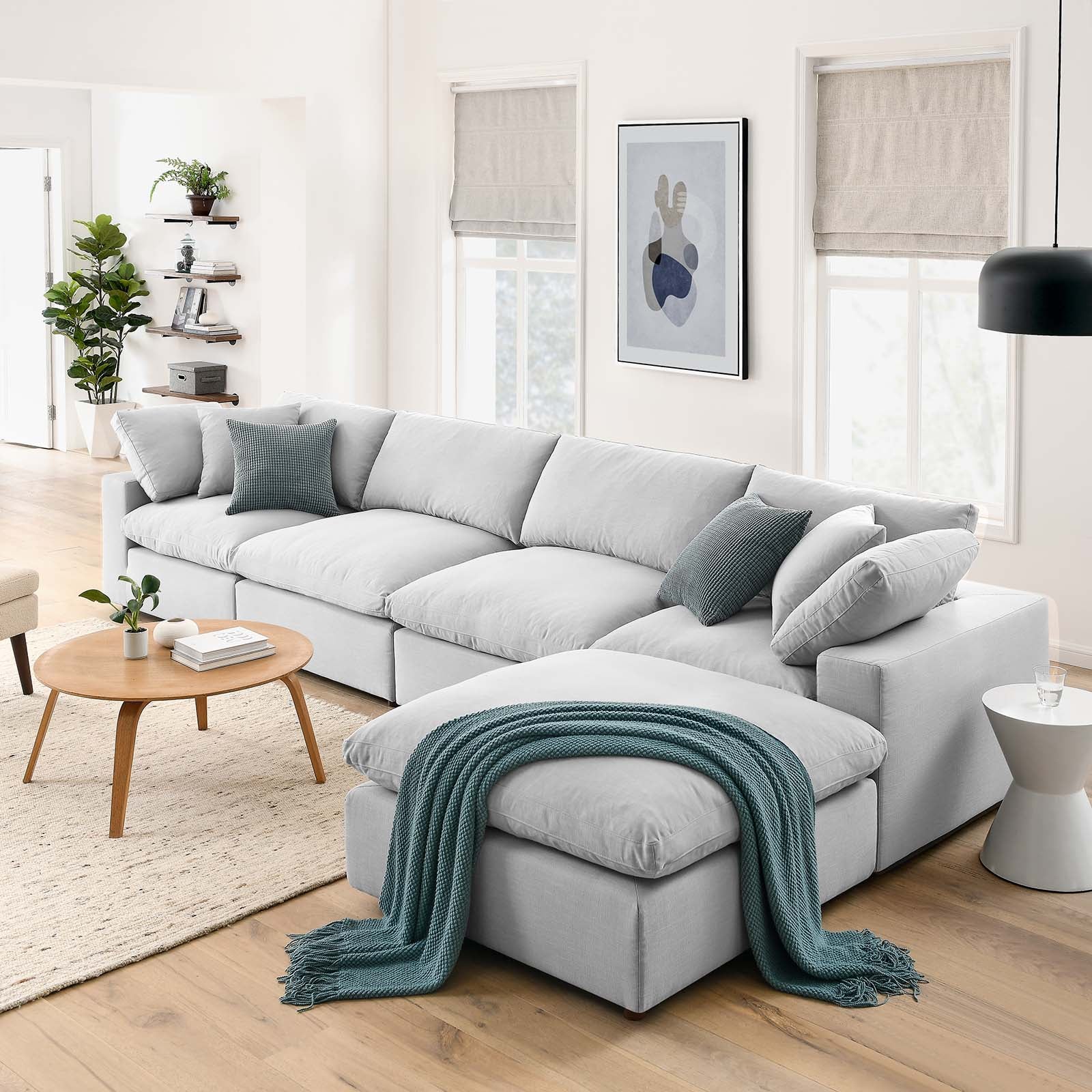 Cozy Collection Plush Modular 5 Piece Extended Sectional