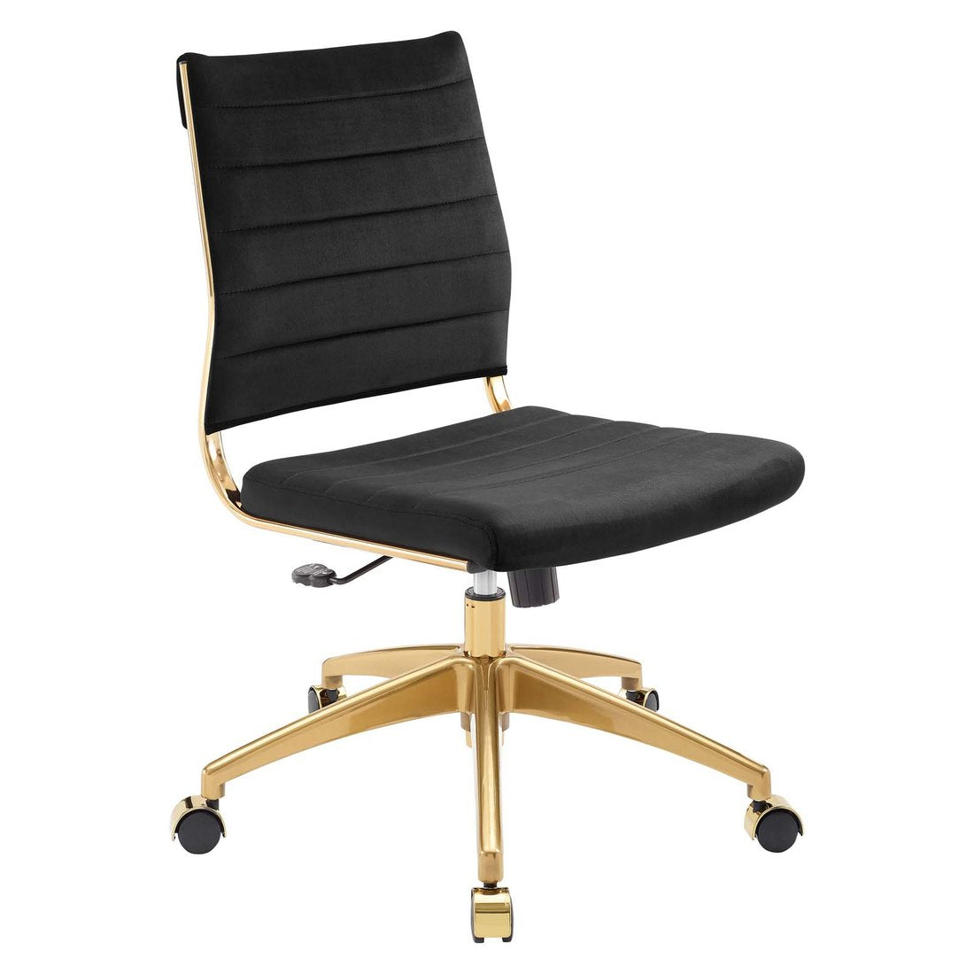Jive Armless Mid Back Velvet Office Chair - Black