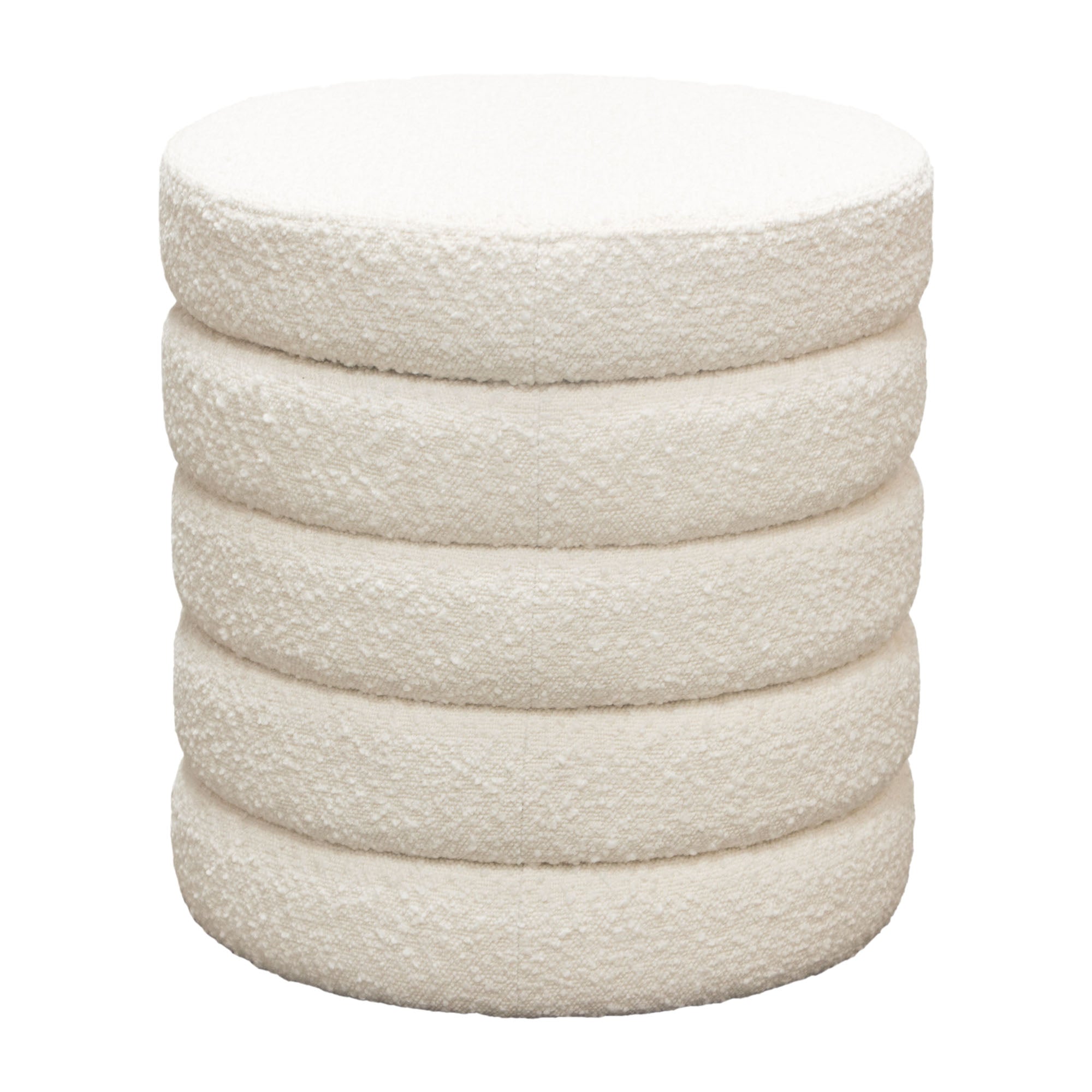 Helix Round Ottoman In Ivory Boucle