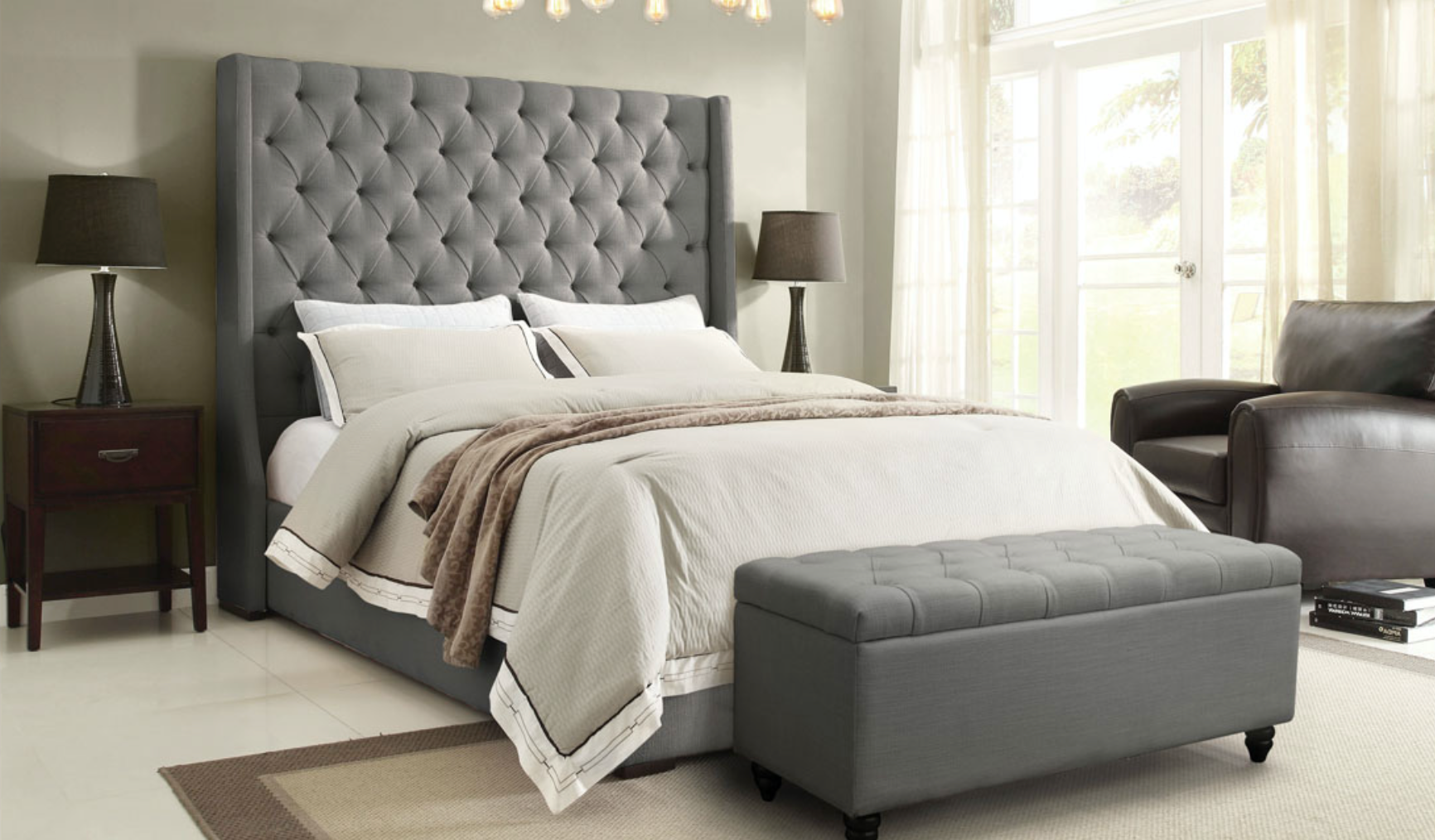 Park Avenue Bed - Grey Linen